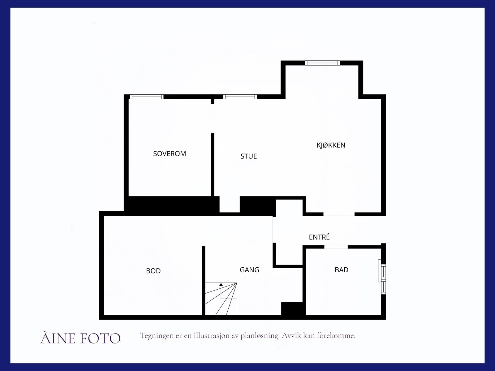 Boligens første plan måles til 38 kvm og har følgende innredning. Det gjøres oppmerksom på at dagens innredning kun vil være godkjent slik som innredet dersom man gjennomfører tiltakene i rammetillatelsen. Galleribilde