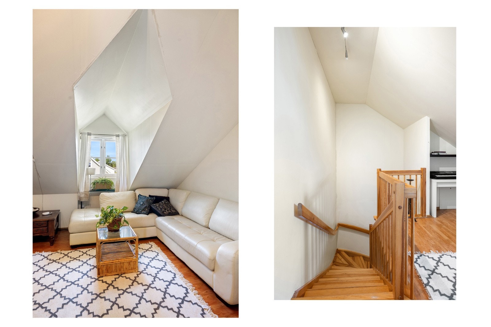 Loftet har to store, stilige vinduer Galleribilde