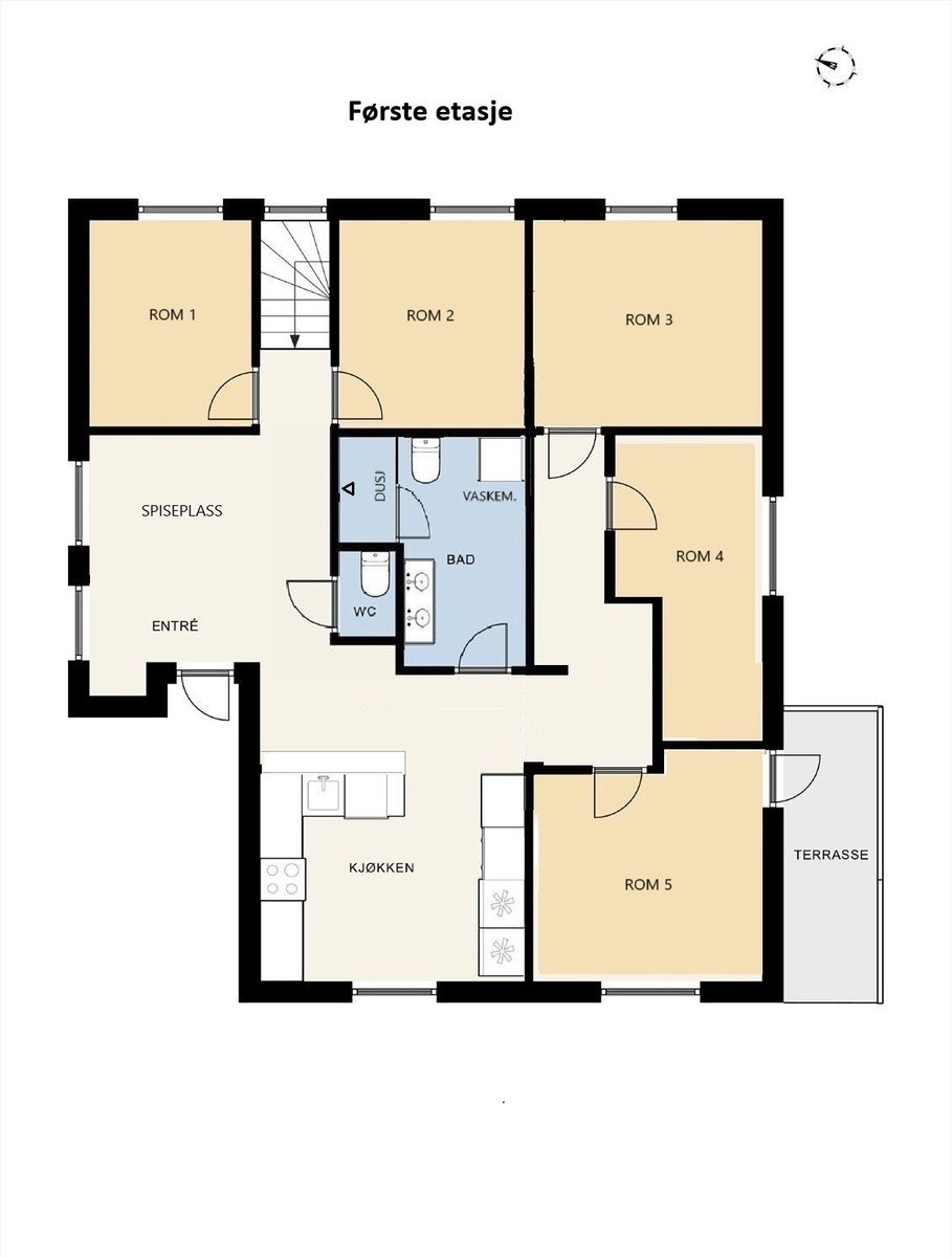 Plantegning 1 etasje - Rom 4 er ledig Galleribilde