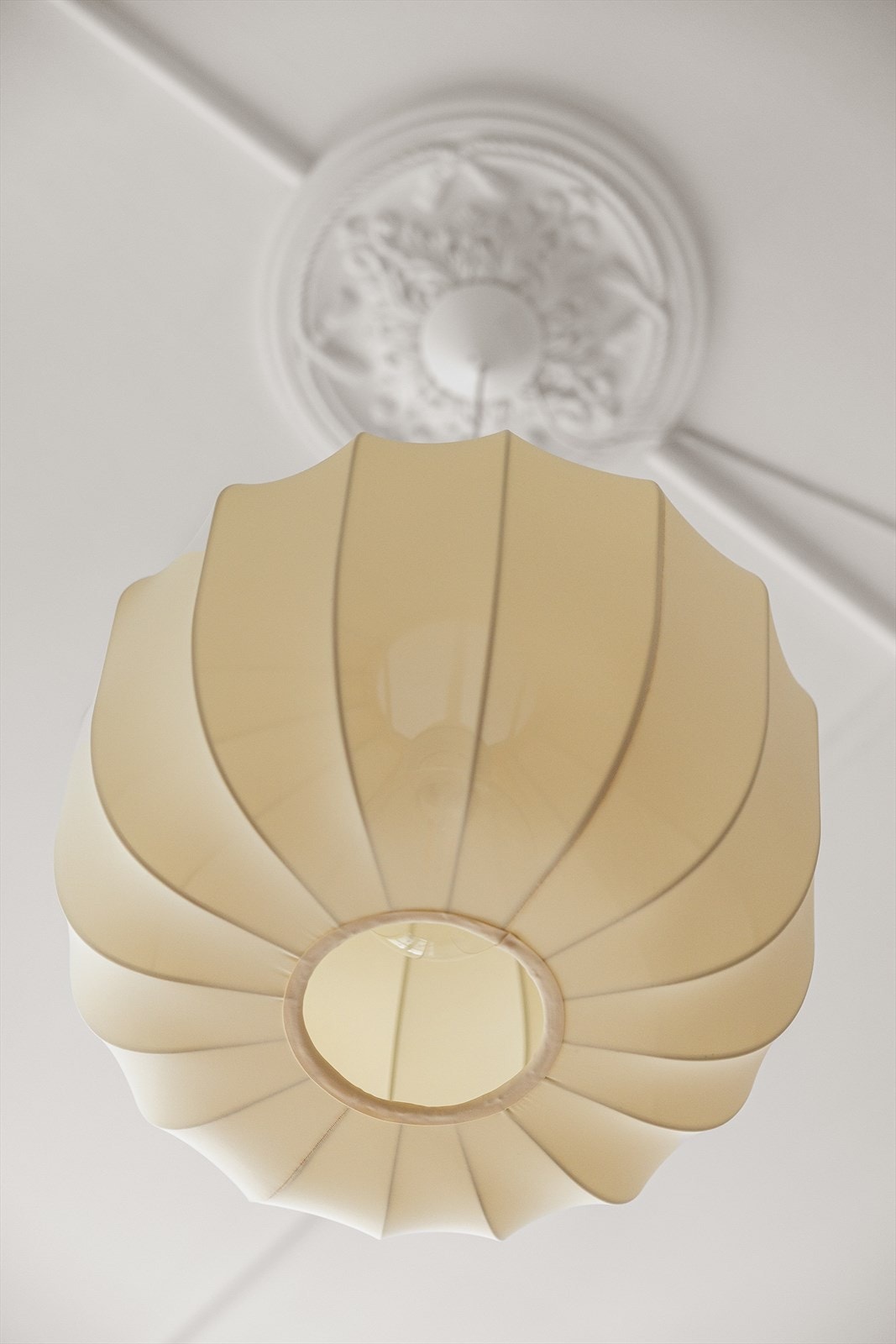 Boligen har klassiske detaljer som rosett og god takhøyde. Galleribilde