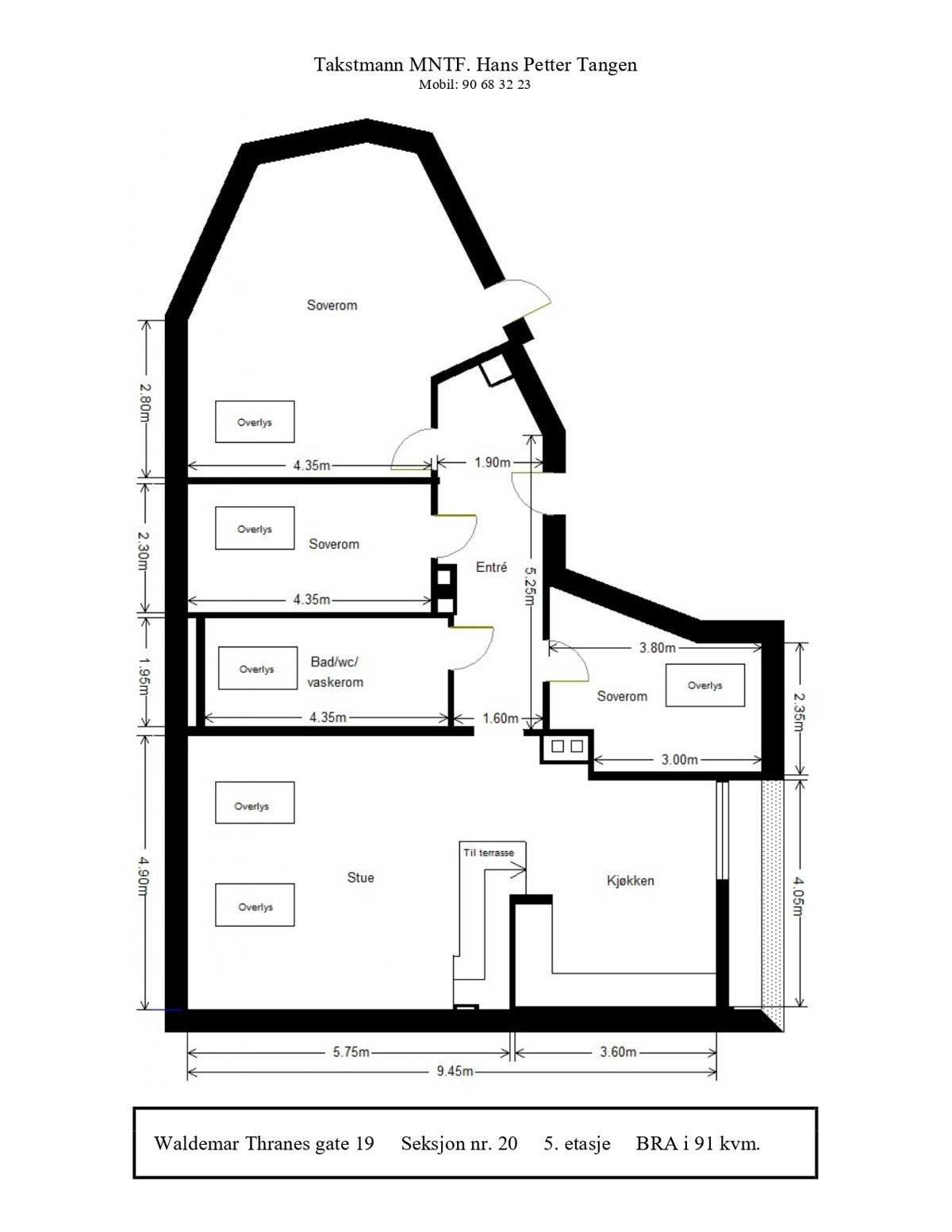 Waldemar Thranes gate 19B - Plantegning Galleribilde