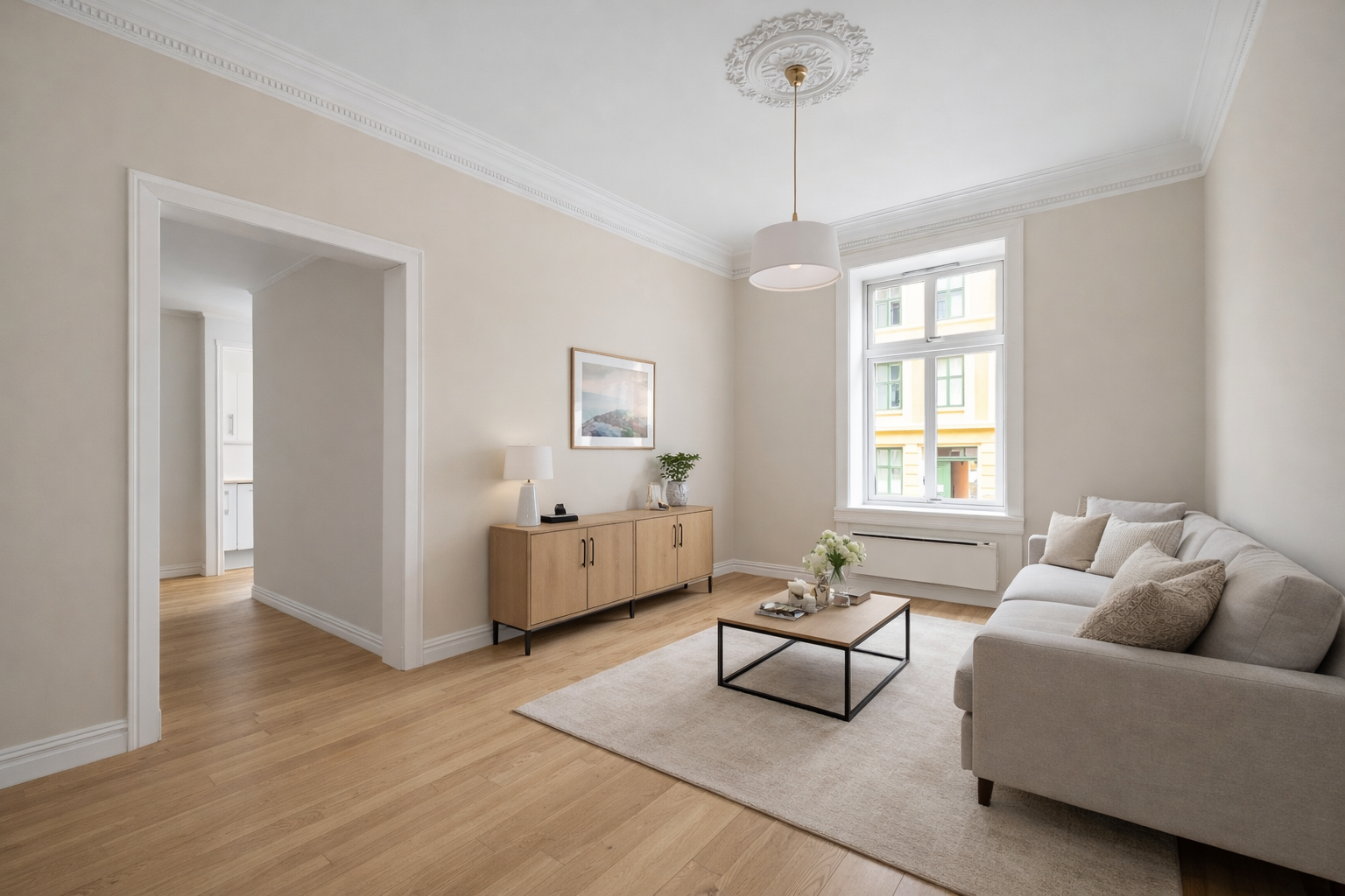 KI generert bilde ment for å illustrere hvordan rommet kan se ut etter renovering Galleribilde