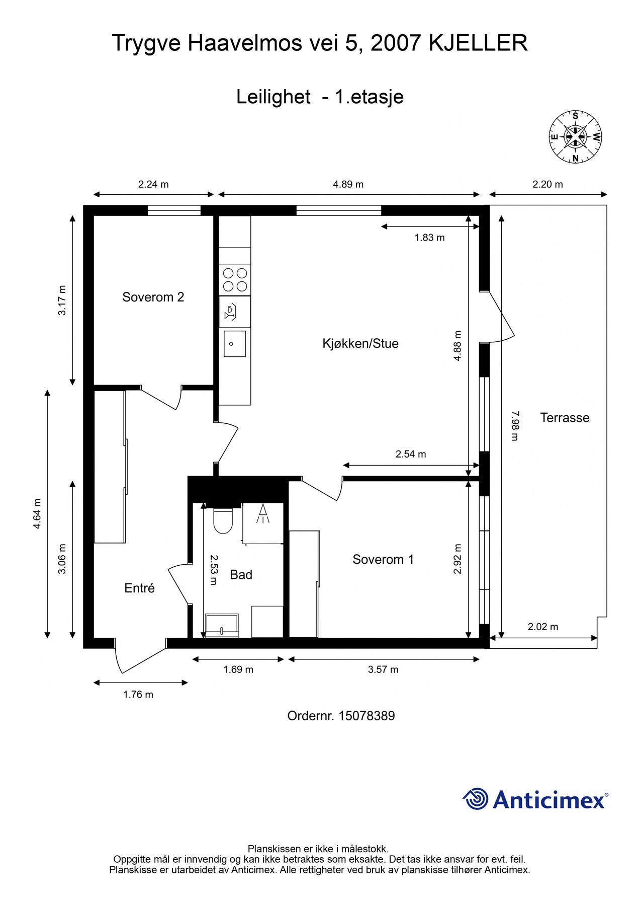 For en ekstra liten oversikt får du først se plantegningen over leiligheten. Galleribilde