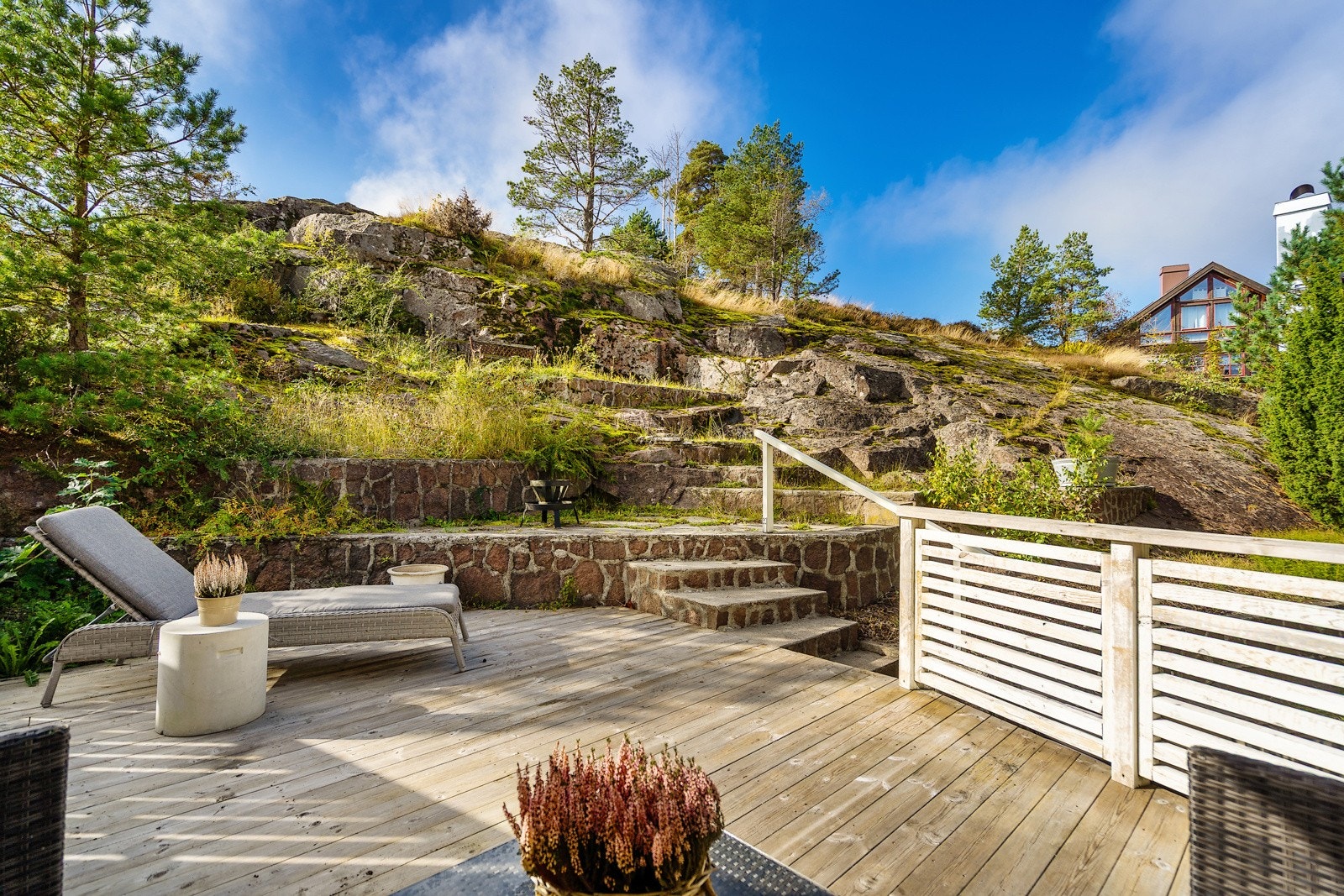 Herlig terrasse med gode solforhold - Skjermet uteplass for innsyn Galleribilde