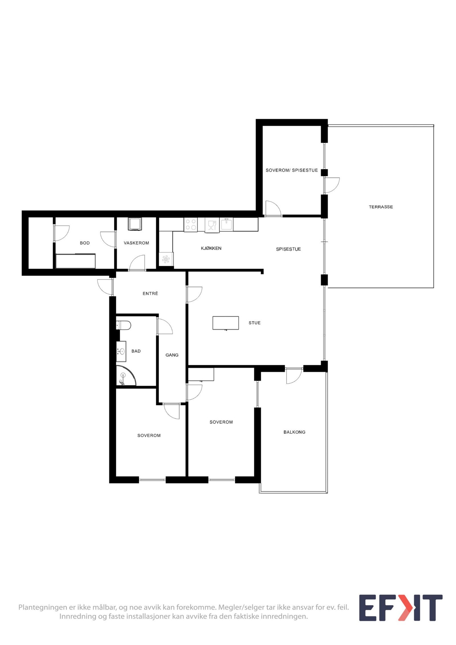 Lettstelt leilighet på ett plan. Svært god beliggenhet. Galleribilde