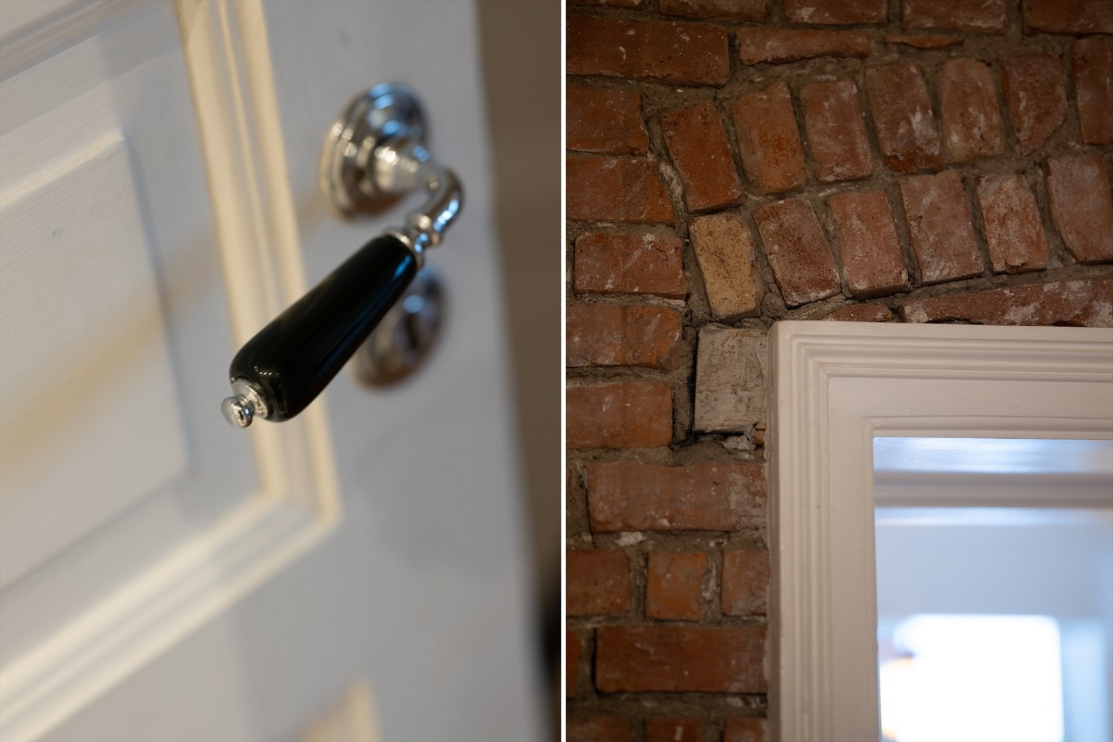 Leiligheten har flere klassiske detaljer og teglstein er noe som går igjen! Galleribilde