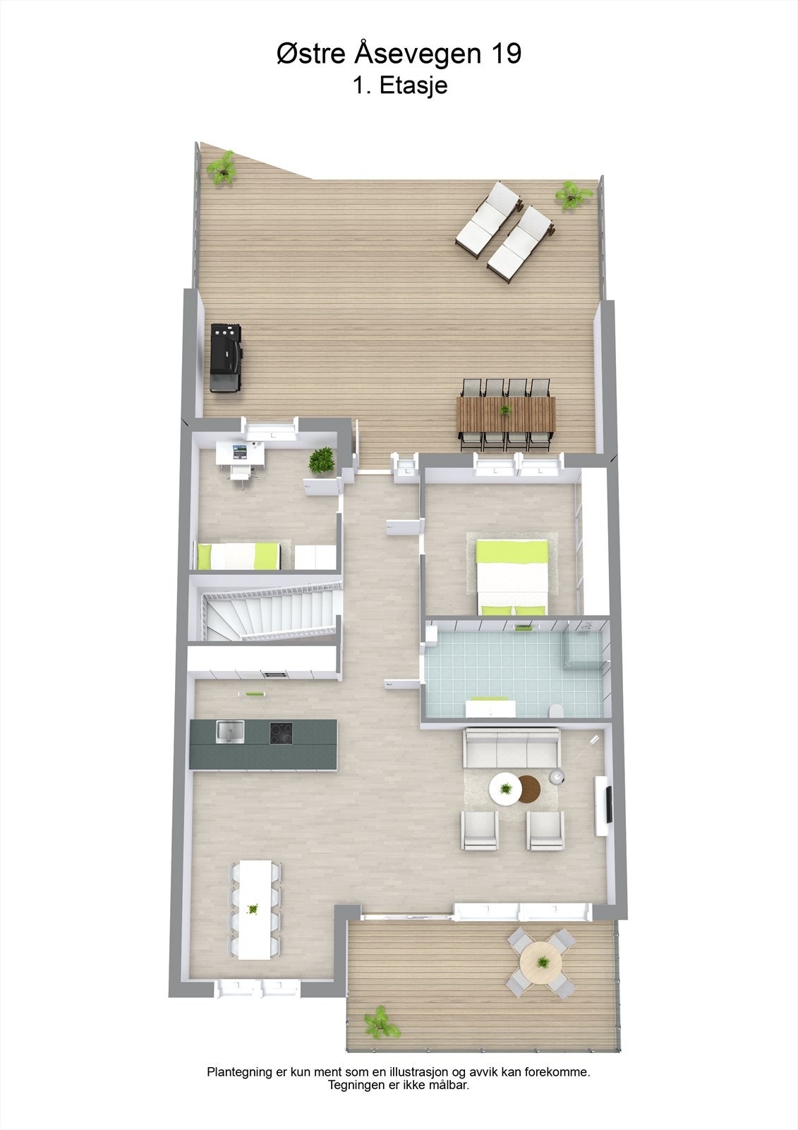 3D plantegning hovedetasjen Galleribilde