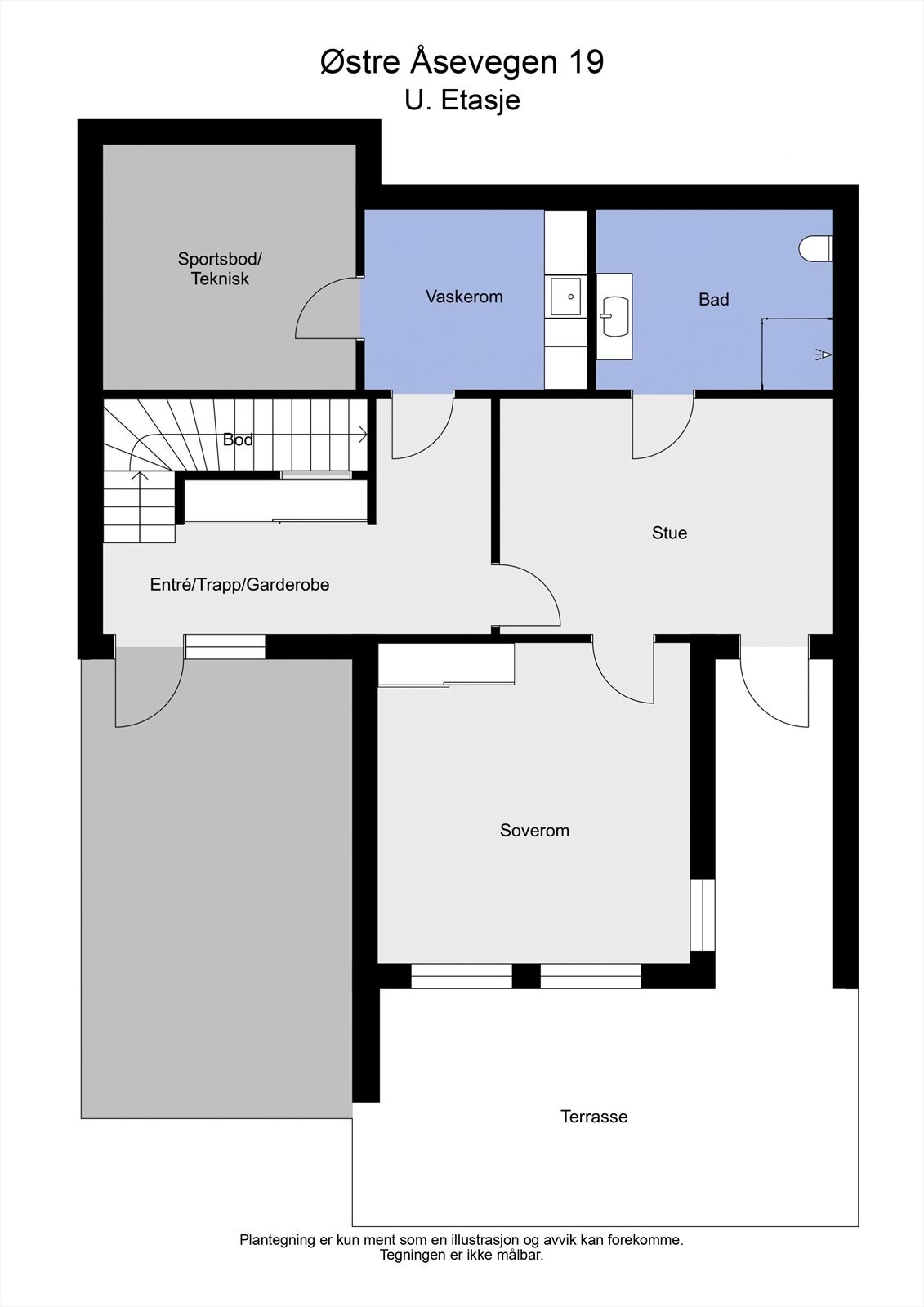 2D plantegning underetasjen Galleribilde