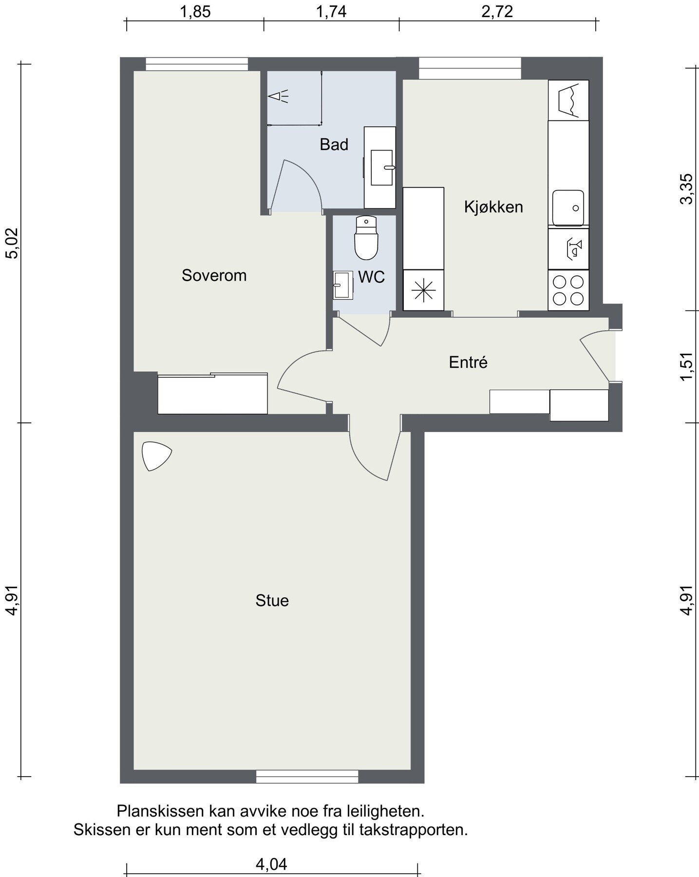 Planløsning. Med boligen følger for øvrig 3 boder; 2 i kjeller og 1 på loft Galleribilde