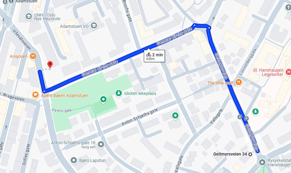 Avstand Kiwi Adamstuen Galleribilde