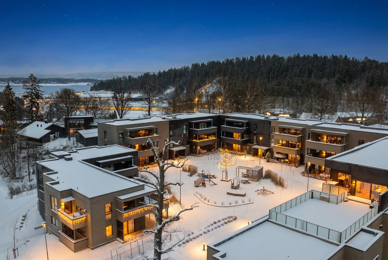Leiligheten ligger plassert i et hyggelig nabolag på Hvalstad. Galleribilde