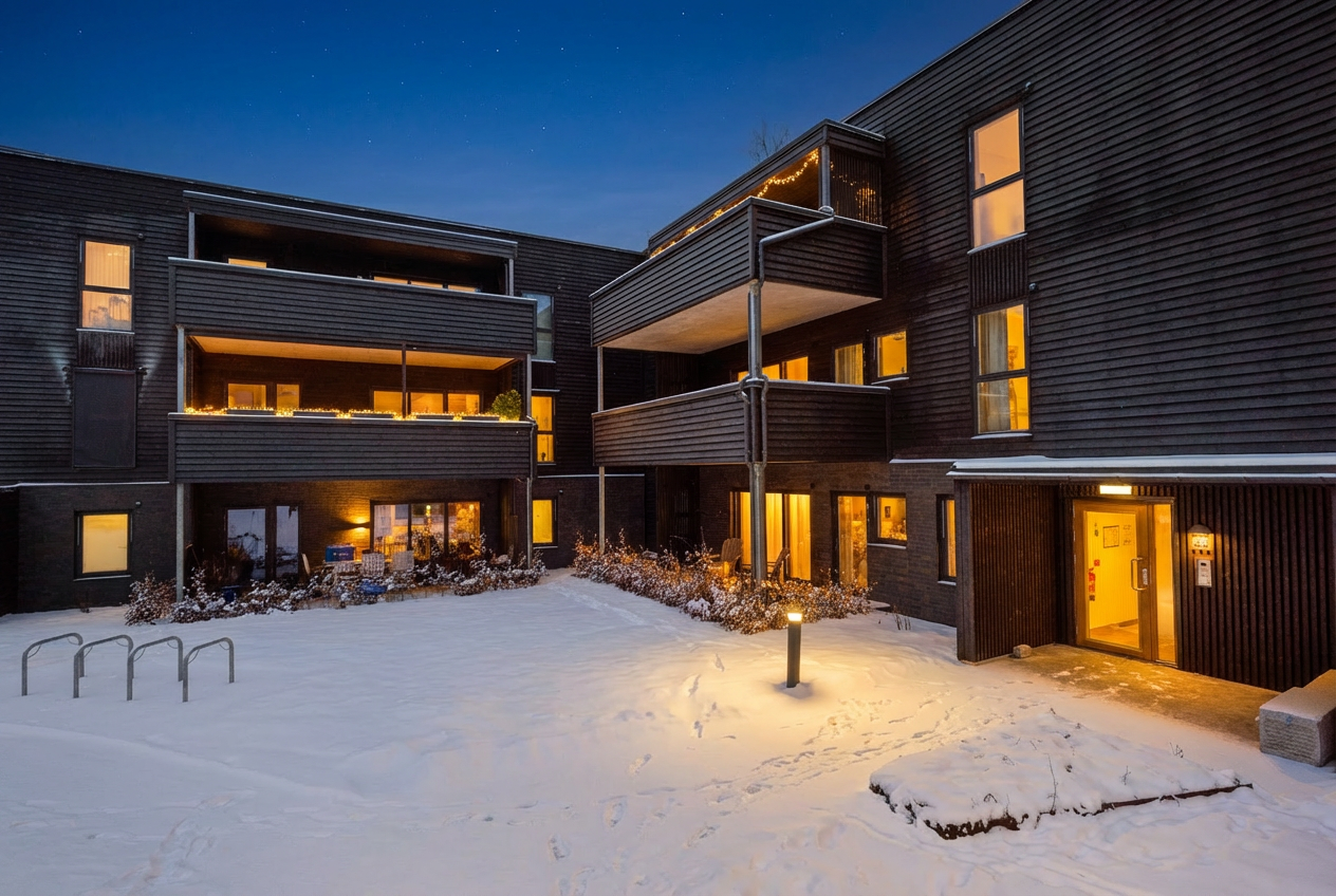 Boligen ligger på bakkeplan, med tre terrasser. Galleribilde