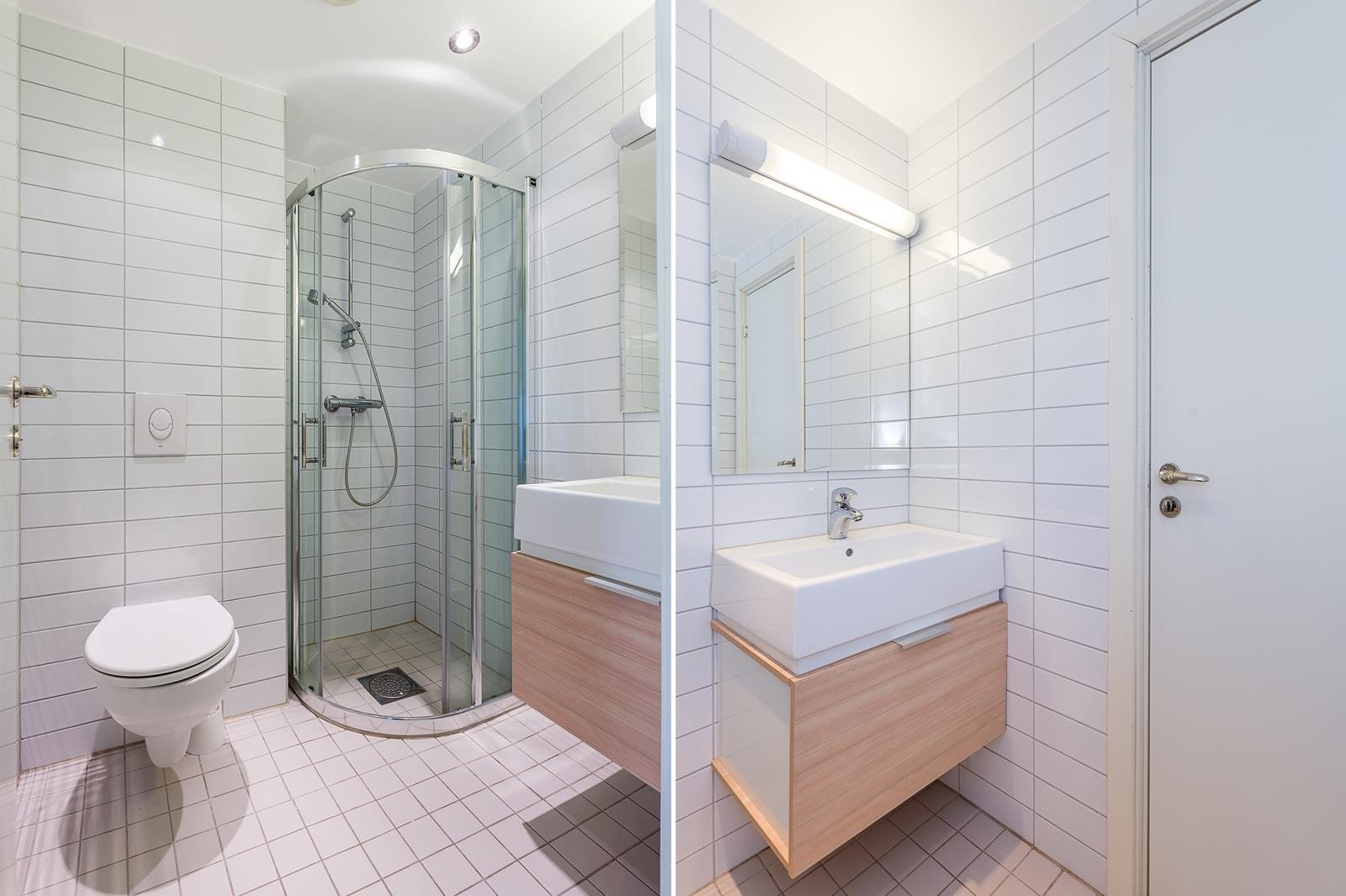 Pent flislagt bad med wc, dusj og servant Galleribilde