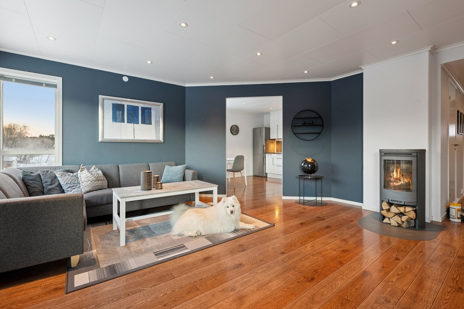 Stuen er malt i delikat moderne farge som gir et lunt og hyggelig preg. Galleribilde