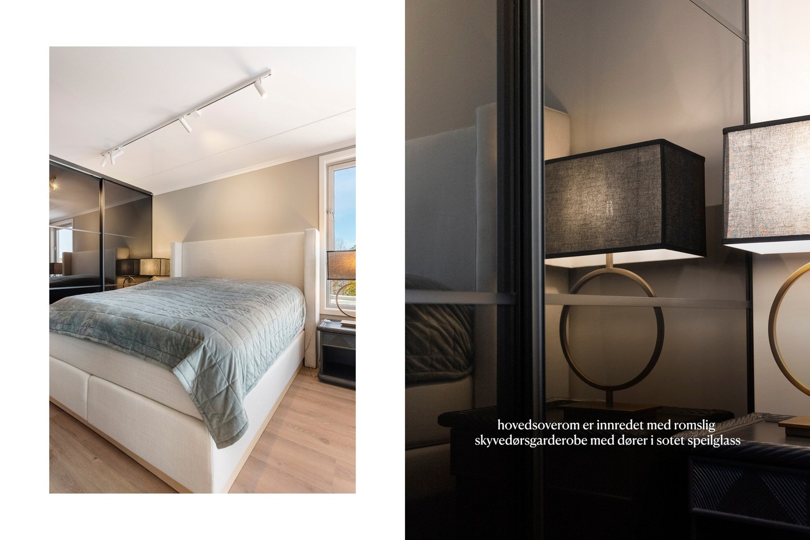 Det er montert skyvedørsgarderobe på hovedsoverom Galleribilde