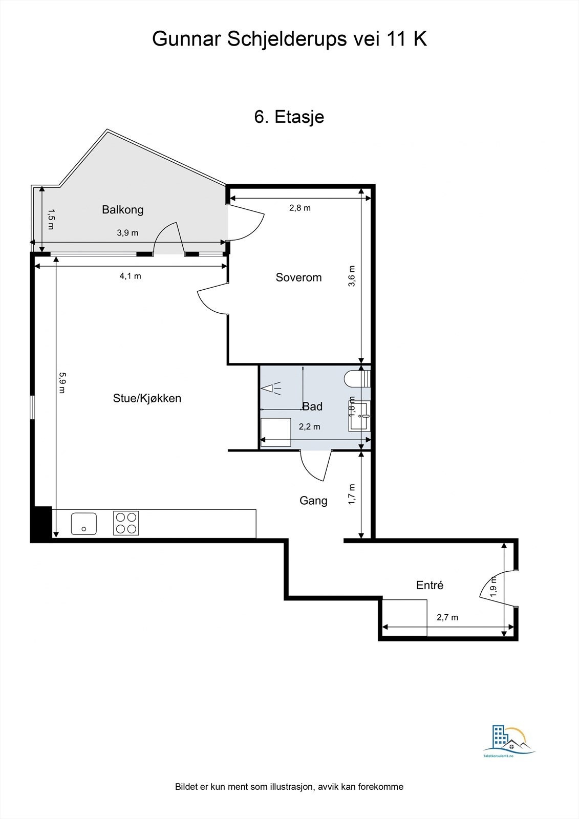 Leiligheten har en smart og arealeffektiv planløsning som utnytter de 53 m² på en god måte. Galleribilde