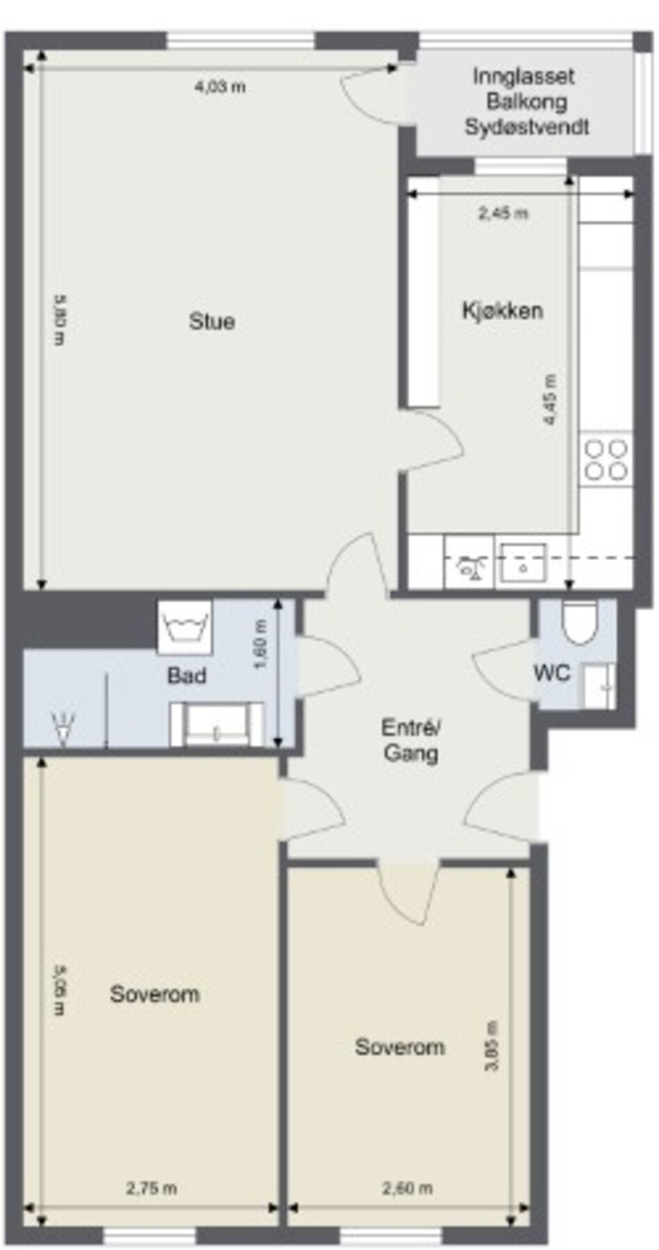 Målsatt plantegning. Galleribilde