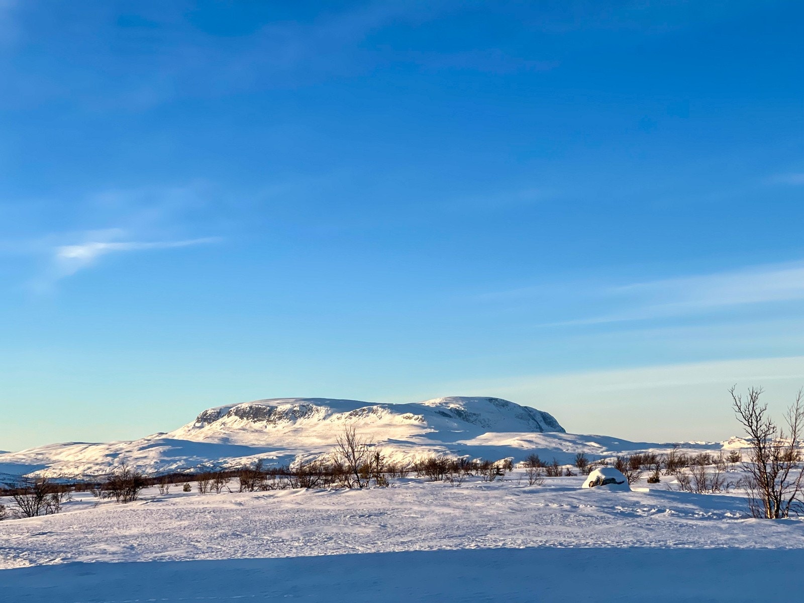 Kundens eget bilde mot majestetiske Hallingskarvet vinterstid Galleribilde
