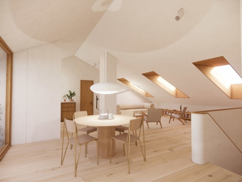 Konseptbilder av leiligheten slik den kan bli etter utbygging - kun ment som illustrasjon Galleribilde