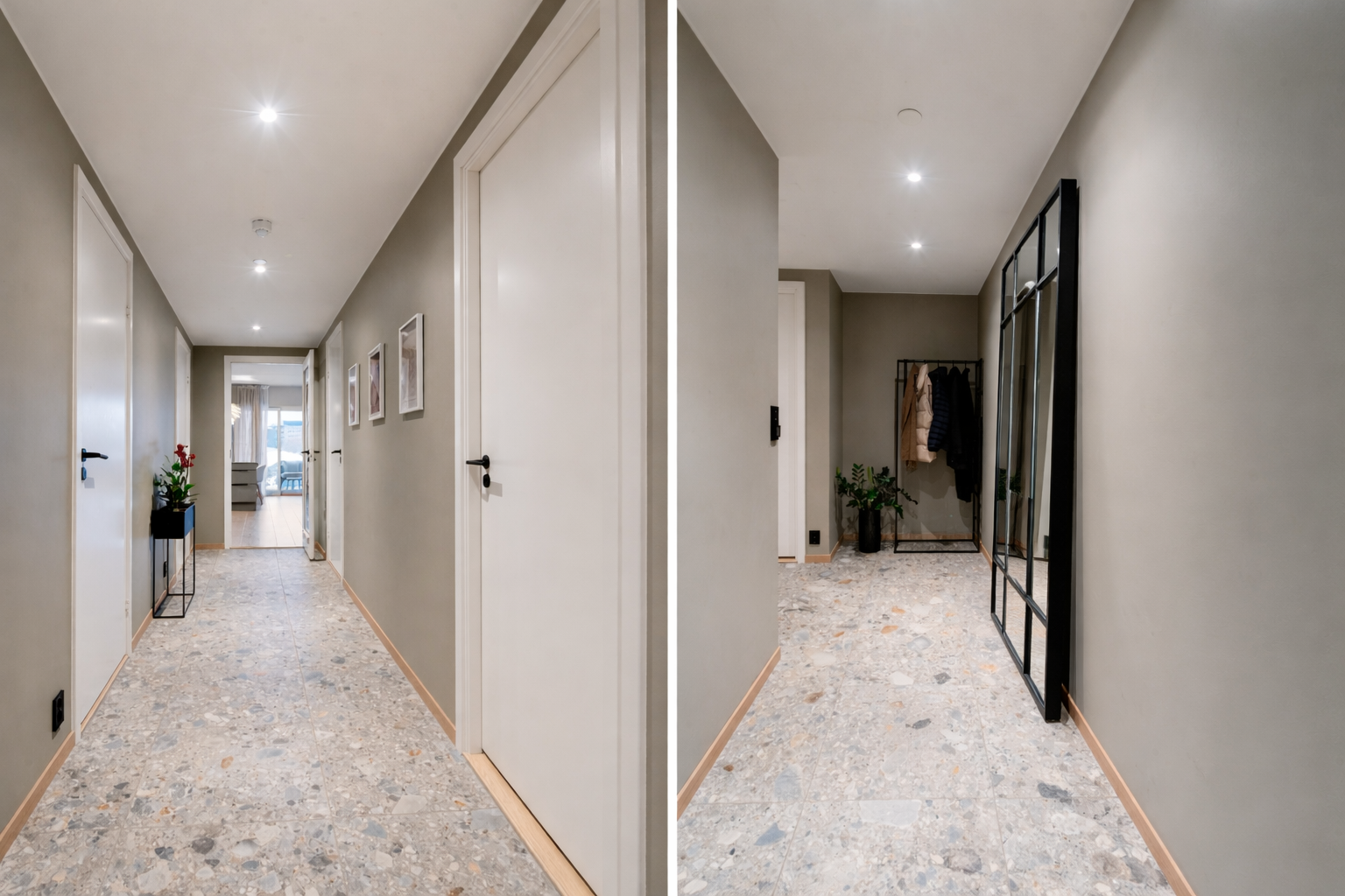 Innbydende entré med flislagt gulv og god plass til yttertøy. Galleribilde