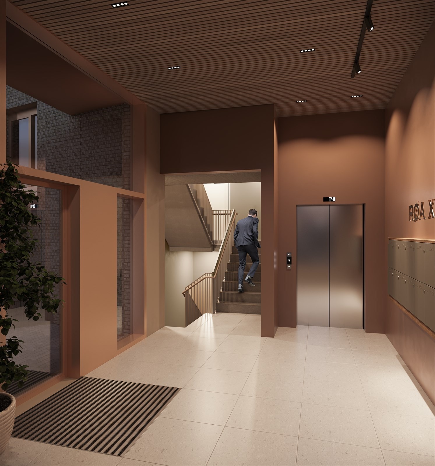 Alle leilighetene er tilgjengelige med heis og trapp, som også går ned til bodsone og parkering i kjellerplan. Illustrasjonsbilde, avvik kan forekomme. Galleribilde