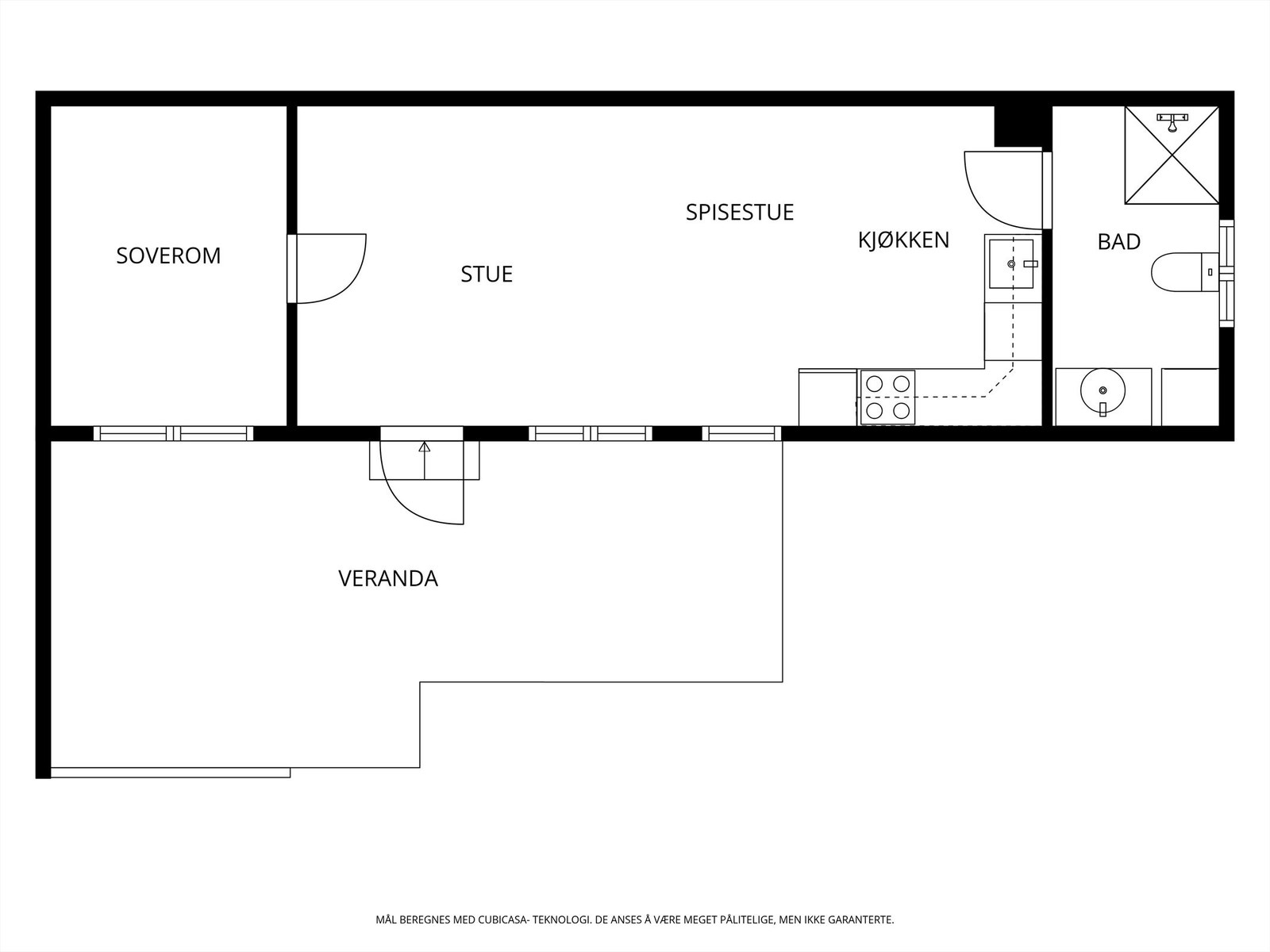 Veiledende planskisse. Leiligheten disponerer også del av kjellerbod i sameiets hovedbygg (3A). Galleribilde