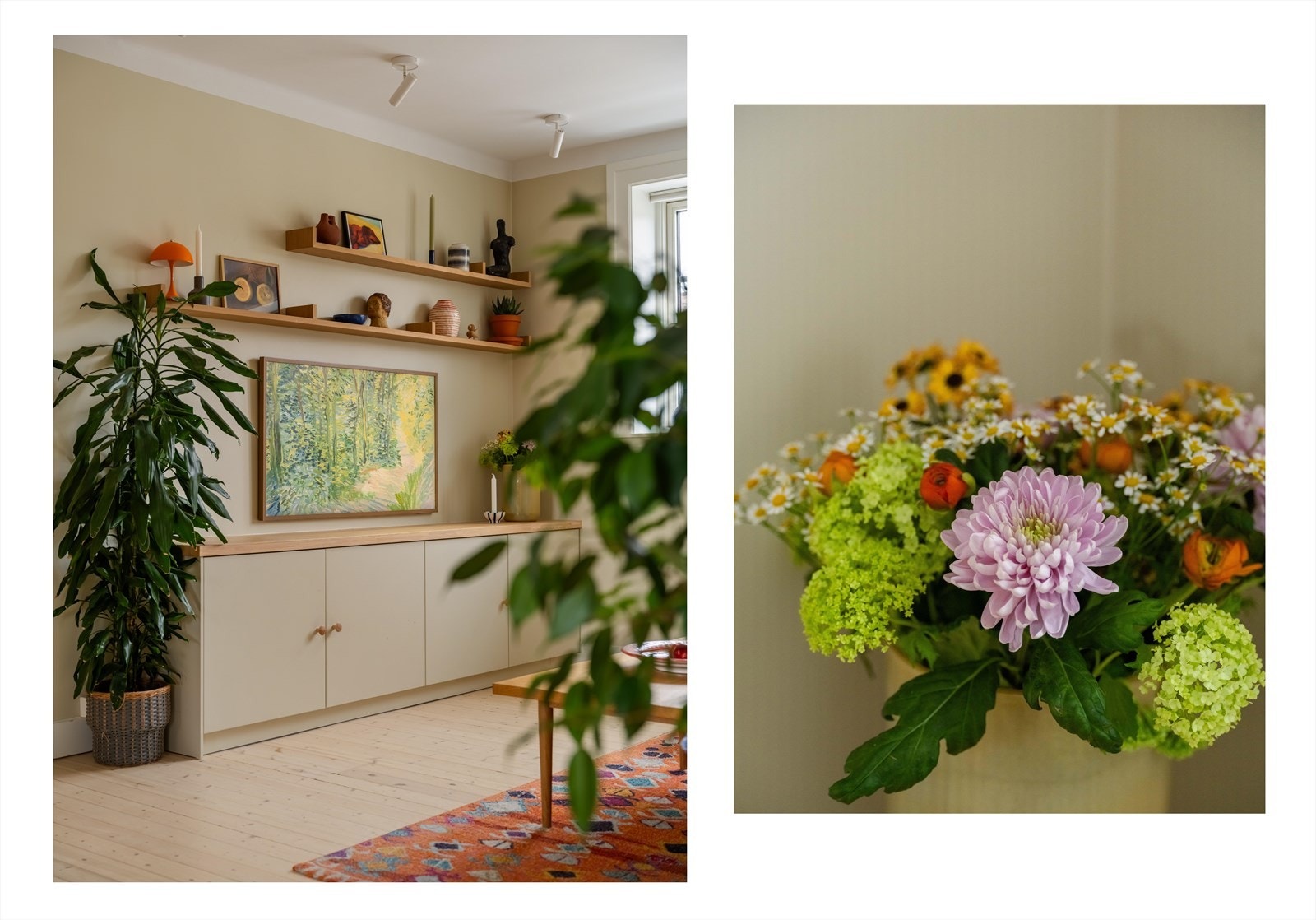 Fin planløsning hvor lyset fra fra sør fyller stuen med lys Galleribilde