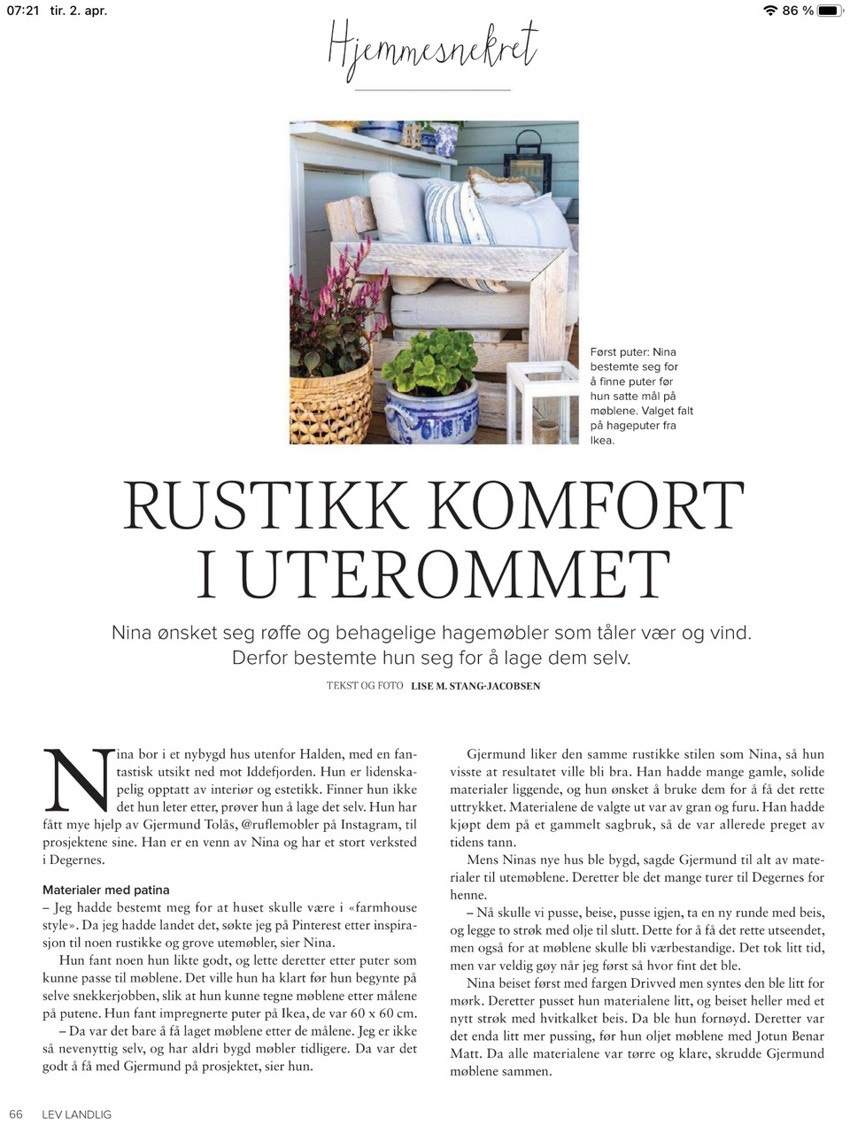 Reportasje i Lev Landlig nr. 4. Private bilder. Galleribilde