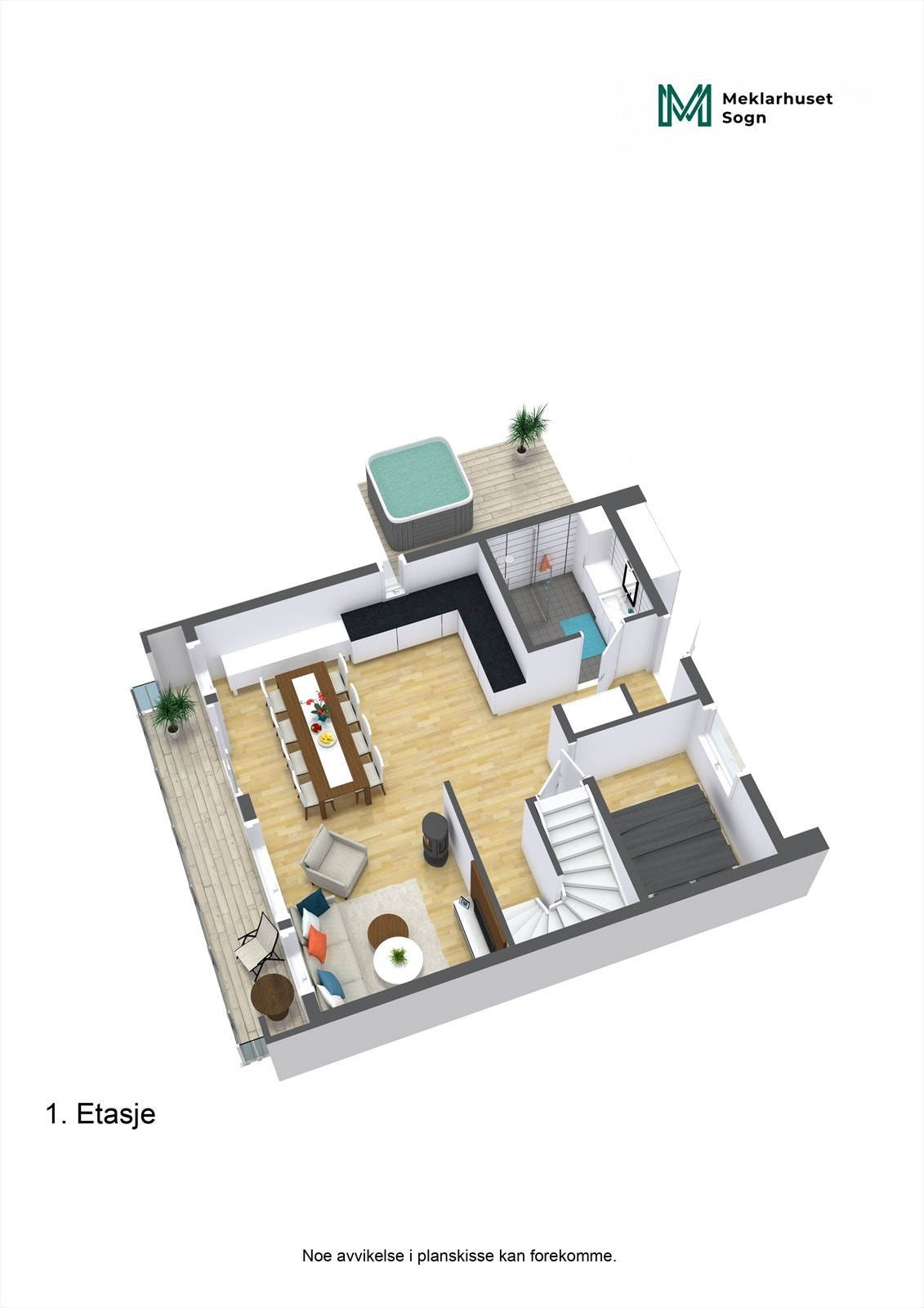 Planteikning 1.etg. 3D Galleribilde
