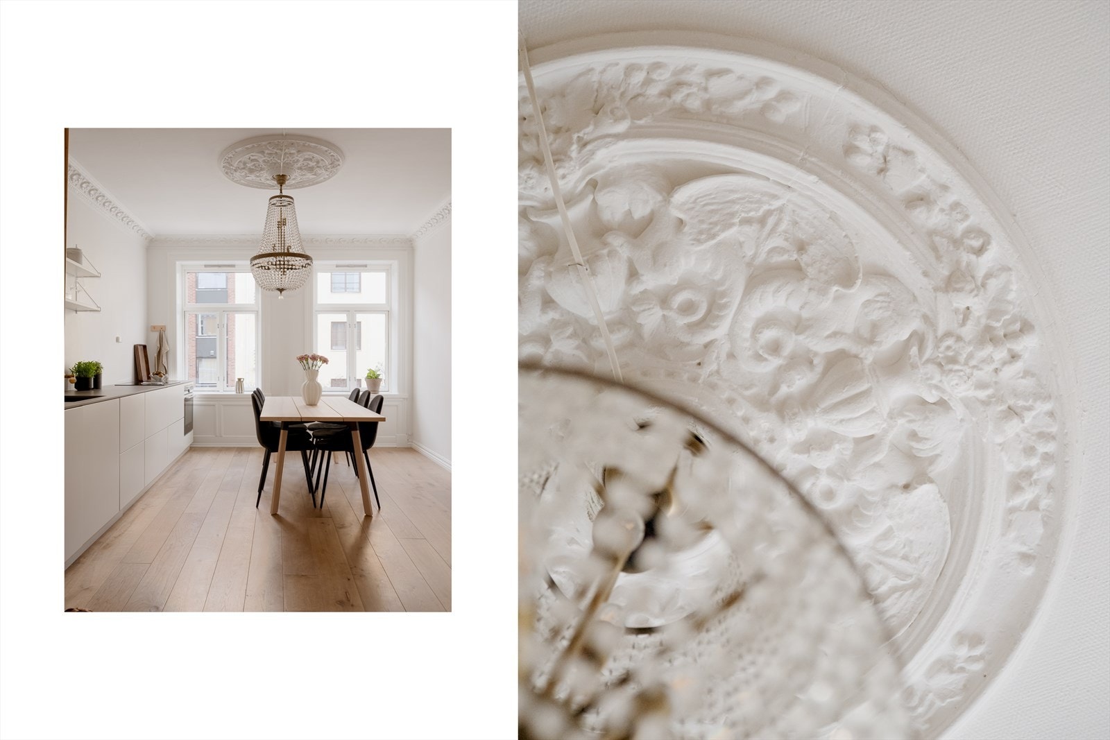 Klassiske detaljer kombinert med moderne løsninger gir en unik atmosfære. Galleribilde