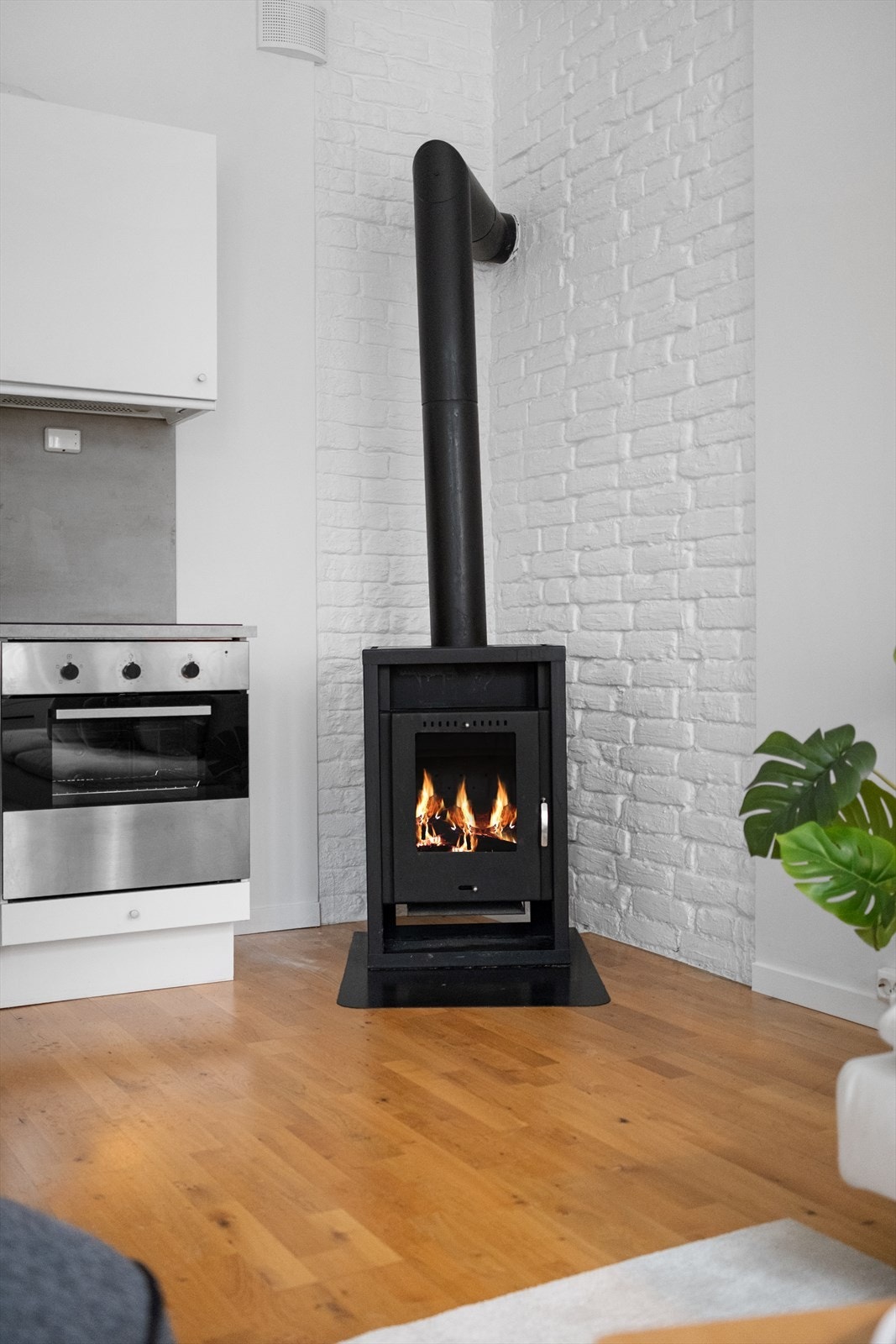 Energieffektiv peis i stuen. Galleribilde