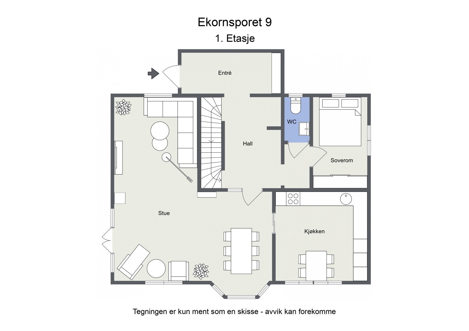 Ekornsporet 9 - plantegning 1. etasje. Galleribilde