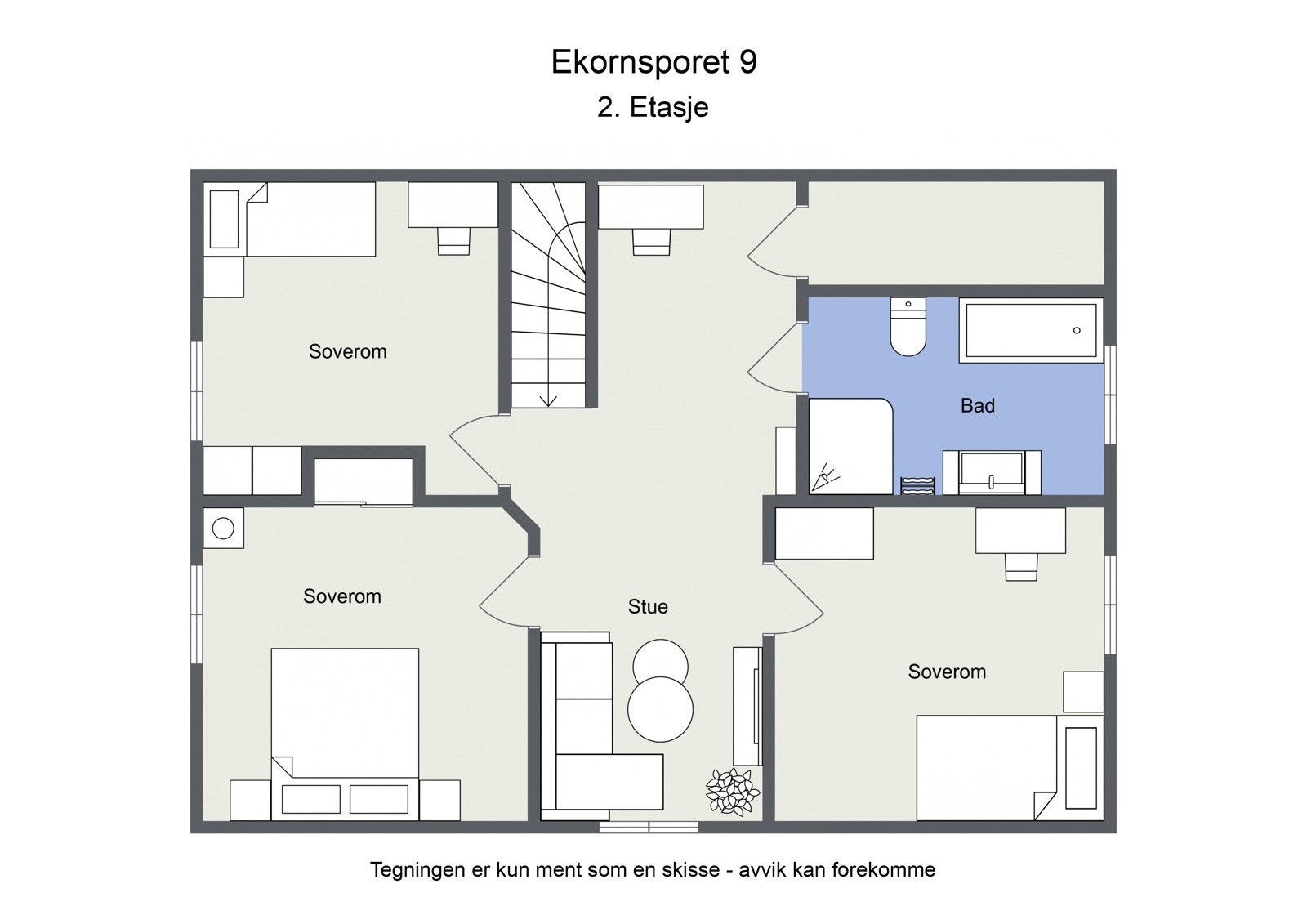 Ekornsporet 9 - plantegning 2. etasje. Galleribilde