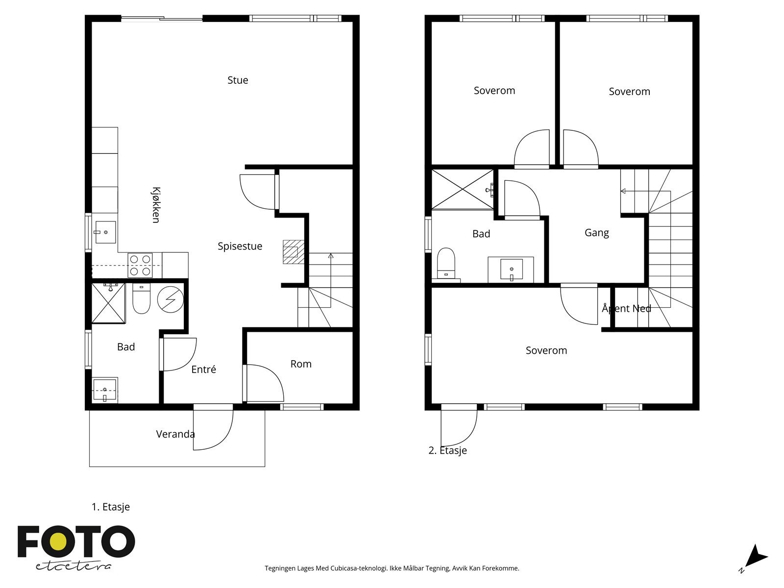 Plantegning begge etasjer. Galleribilde