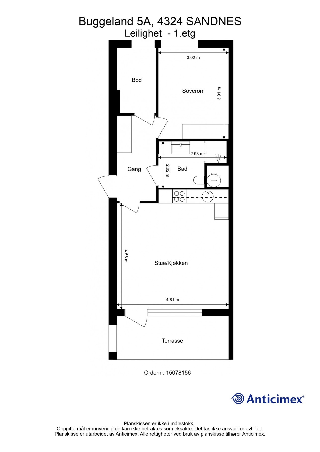 Plantegning kan avvike fra de faktiske forhold. Galleribilde