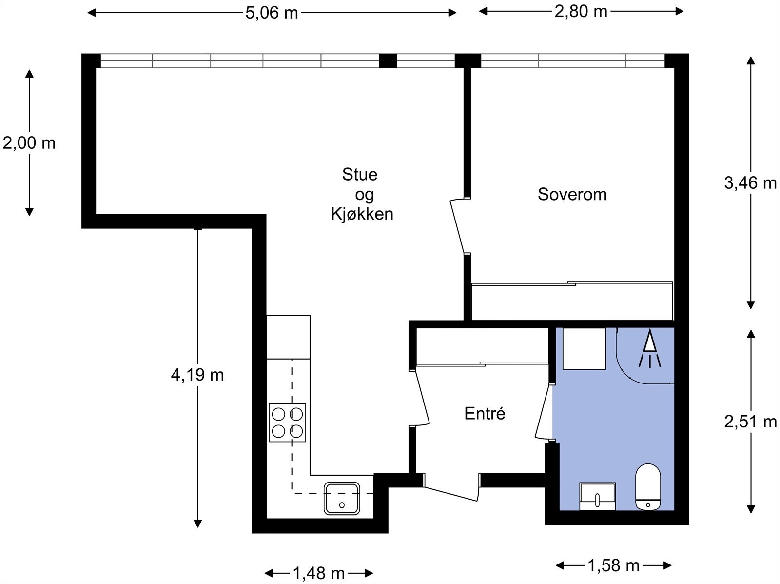 Vi starter med plantegningen slik at du får orientert deg i boligen. Galleribilde