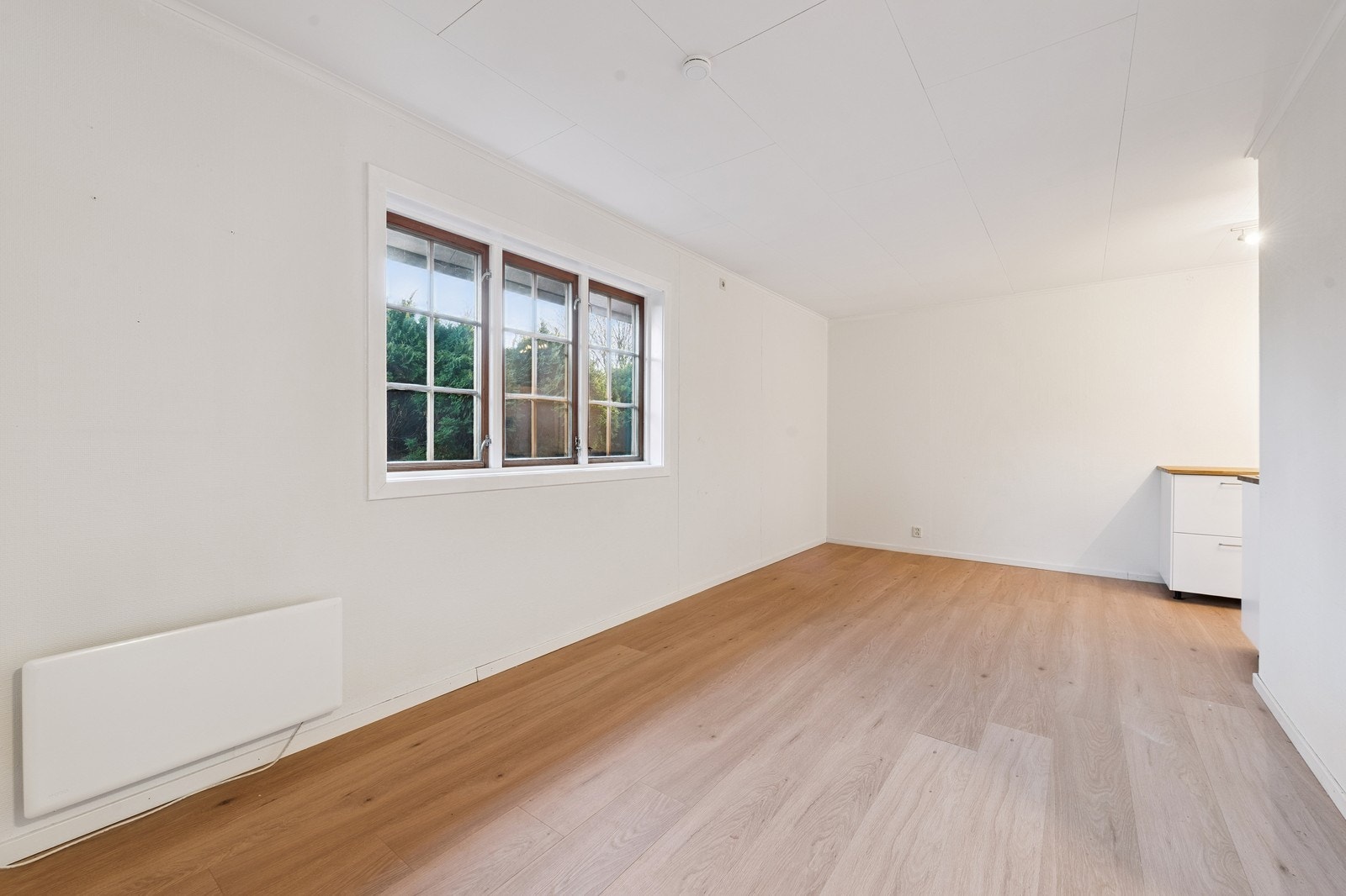 Lys og areal-effektiv stue med åpen kjøkkenløsning Galleribilde