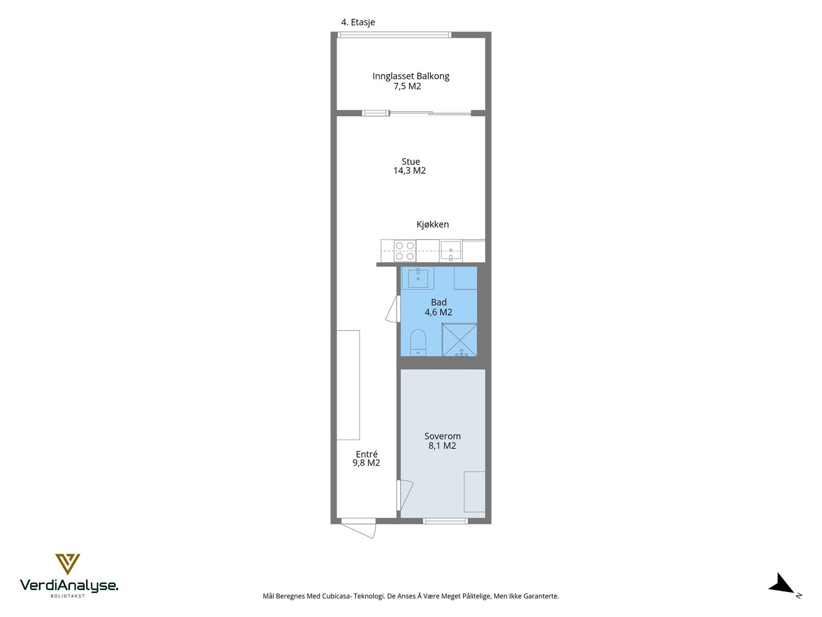 Planløsning. Det følger en ekstern bod på 5 kvm i underetasje. Galleribilde