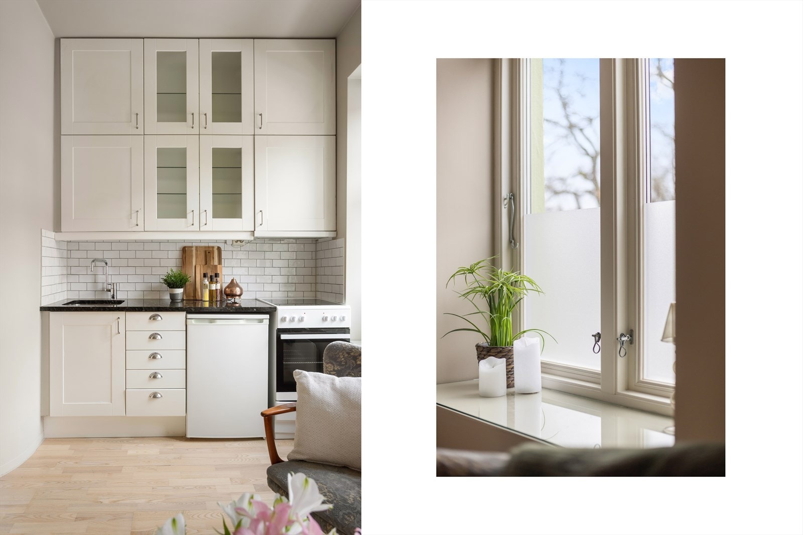 De glatte, folierte skapfrontene i lyse toner bidrar til et klassisk preg. Galleribilde