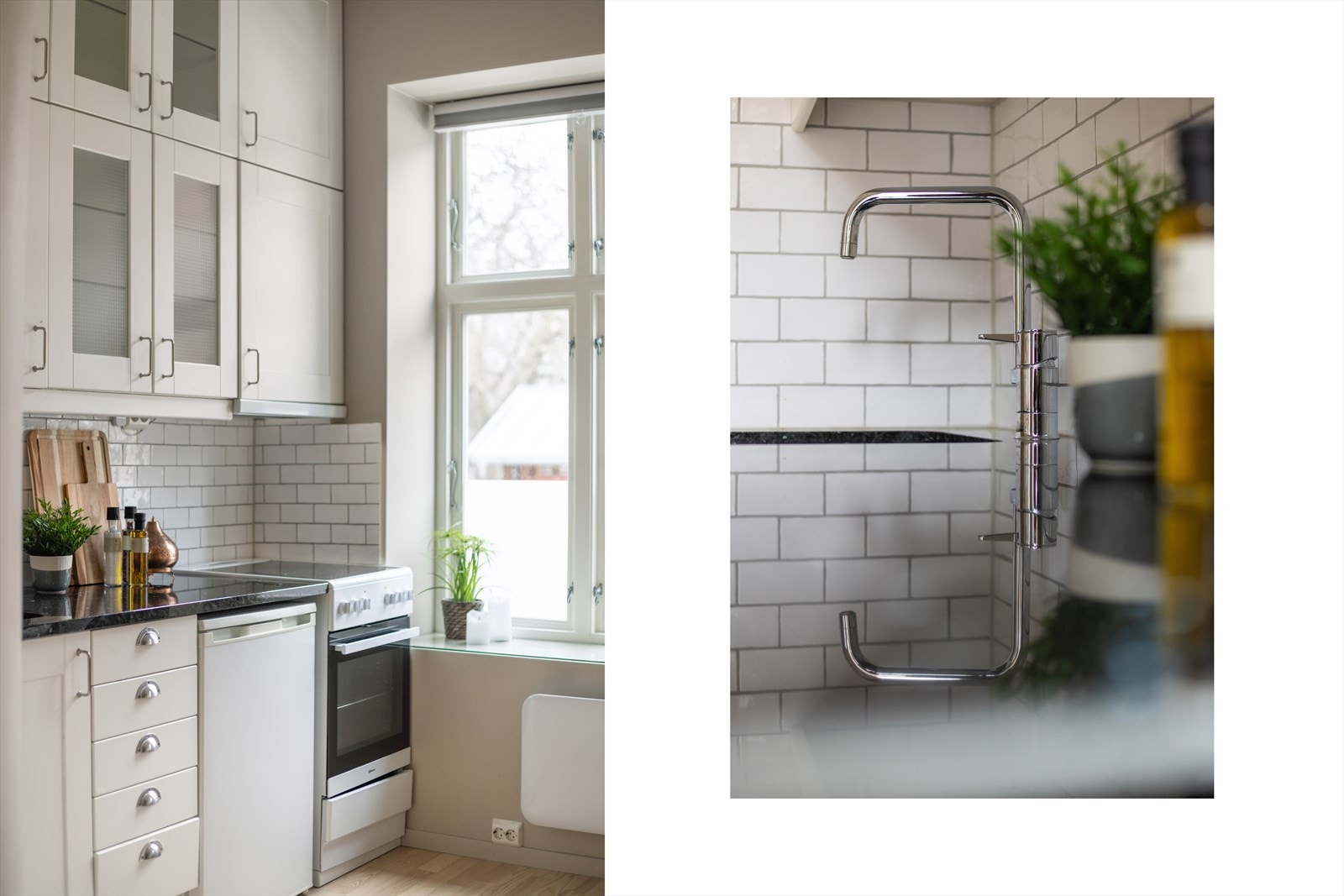 Benkeplaten er utført i stein, med fliser på bakvegg. Galleribilde