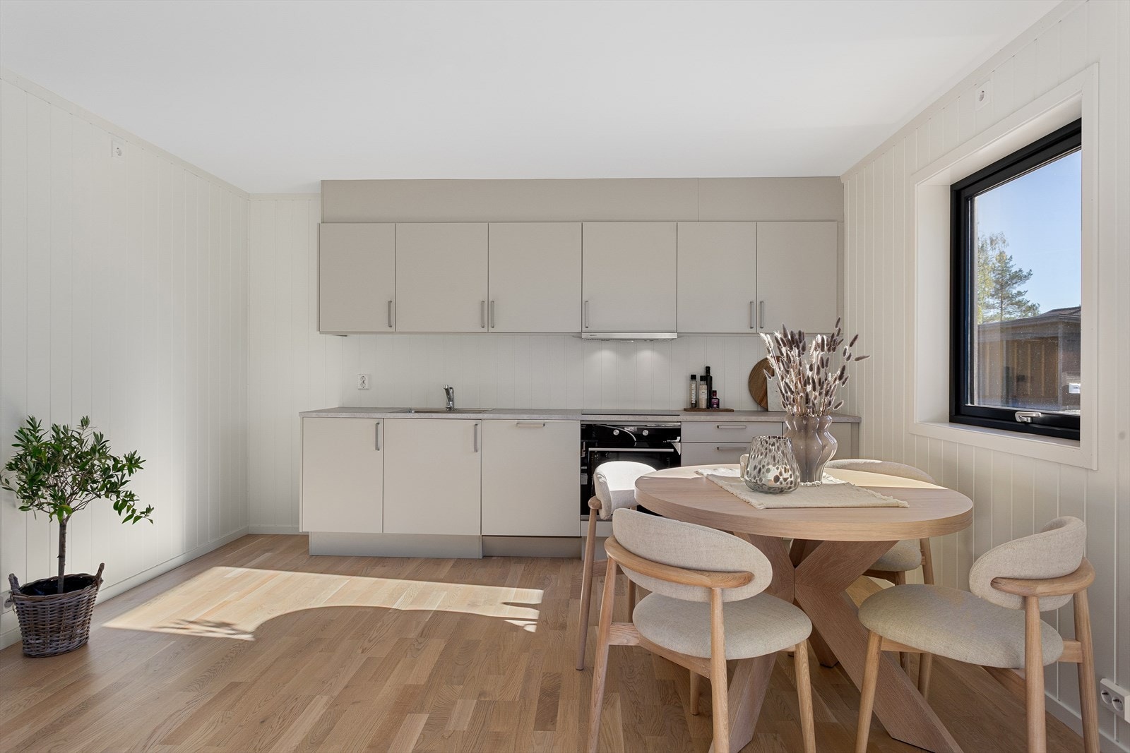 Kjøkken. Bilde er fra den ene leiligheten i prosjektet. Galleribilde