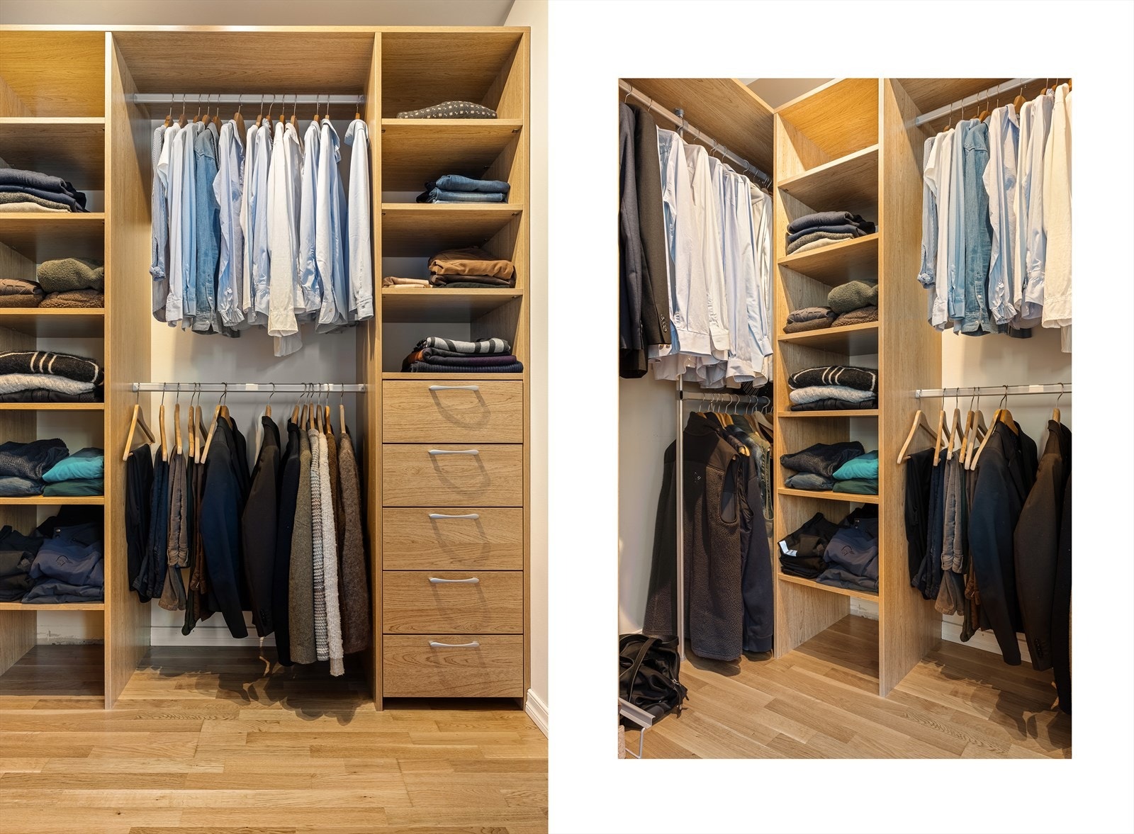 Walk-in-garderoben fremstår som en funksjonell og ettertraktet kvalitet med plass til både vår- og høstgarderoben. Galleribilde