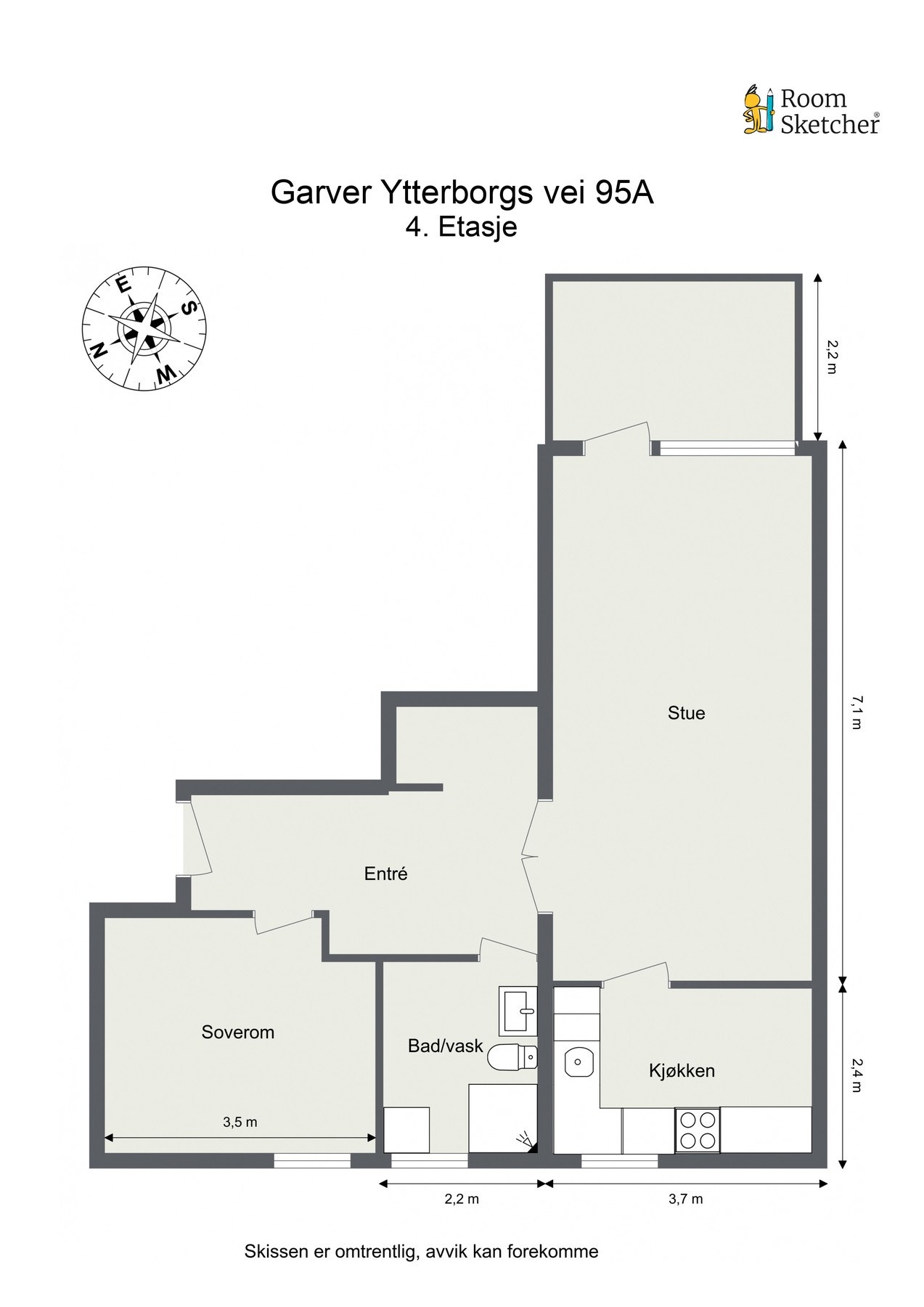 Oppmålt planløsning Galleribilde