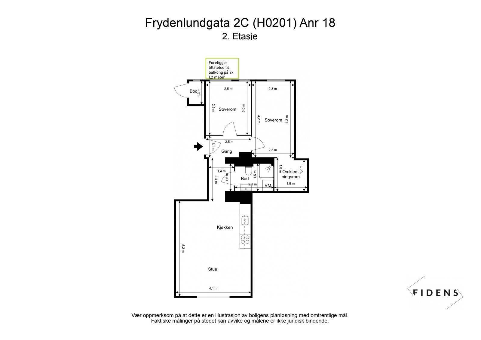 Plantegning med illustrasjon av balkong som det foreligger tillatelse til å bygge. Illustrasjonen er kun ment som inspirasjon, og faktisk utførelse kan avvike. Galleribilde