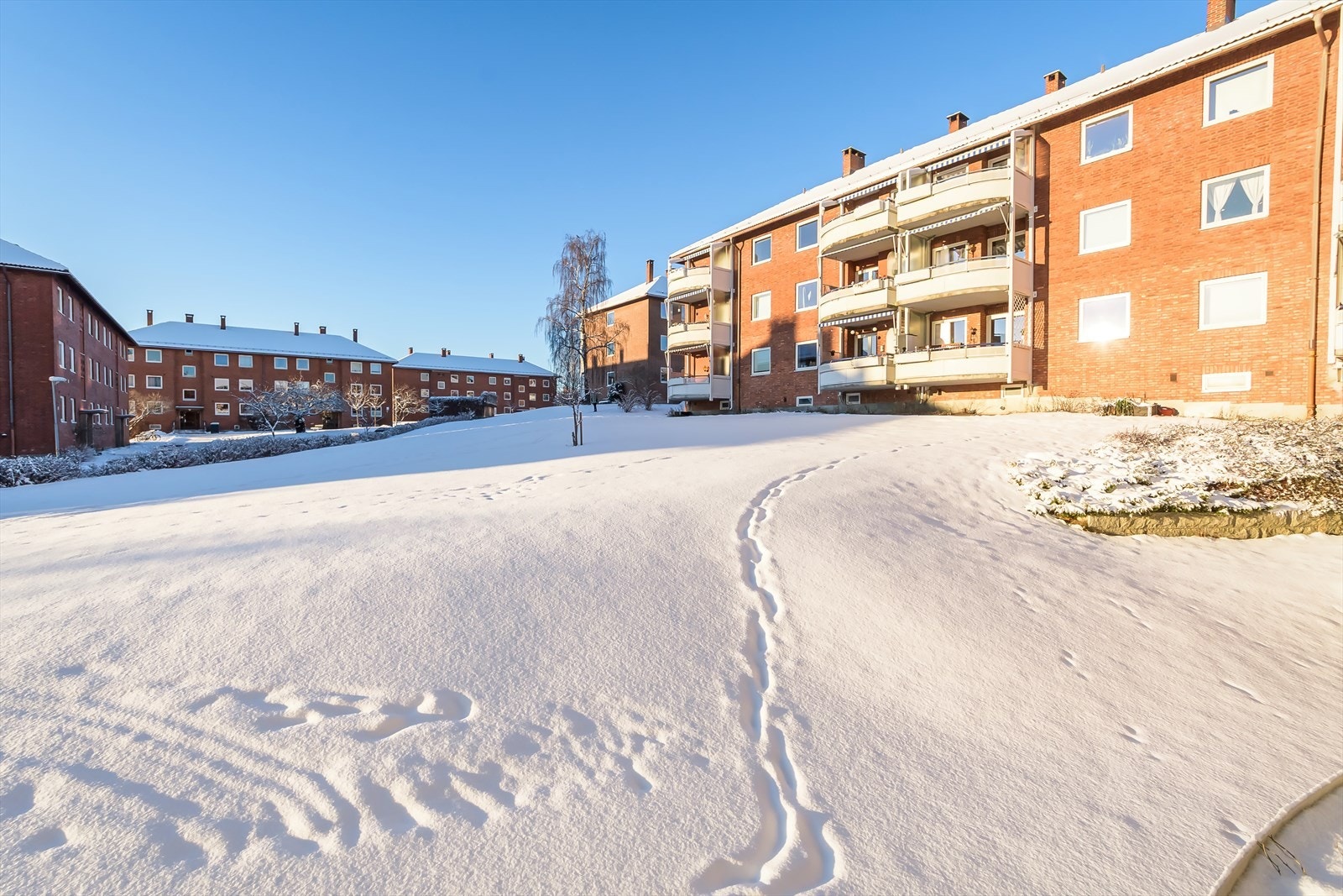 Leiligheten ligger i en høy første etasje, perfekt for deg som ønsker enkel adkomst Galleribilde