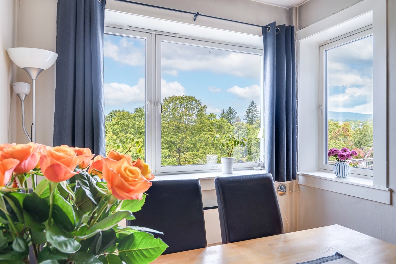 Store vindusflater fra 2016/17 slipper inn mye naturlig lys og de dype karmene gir perfekt plass til grønne planter eller personlig dekor. Galleribilde