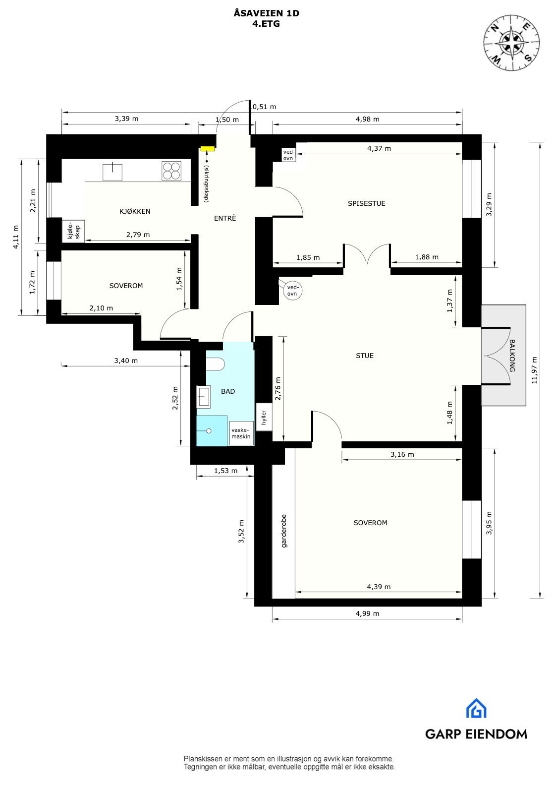 Attraktiv og lys leilighet med gjennomgående og perfekt planløsning - Må sees! Galleribilde