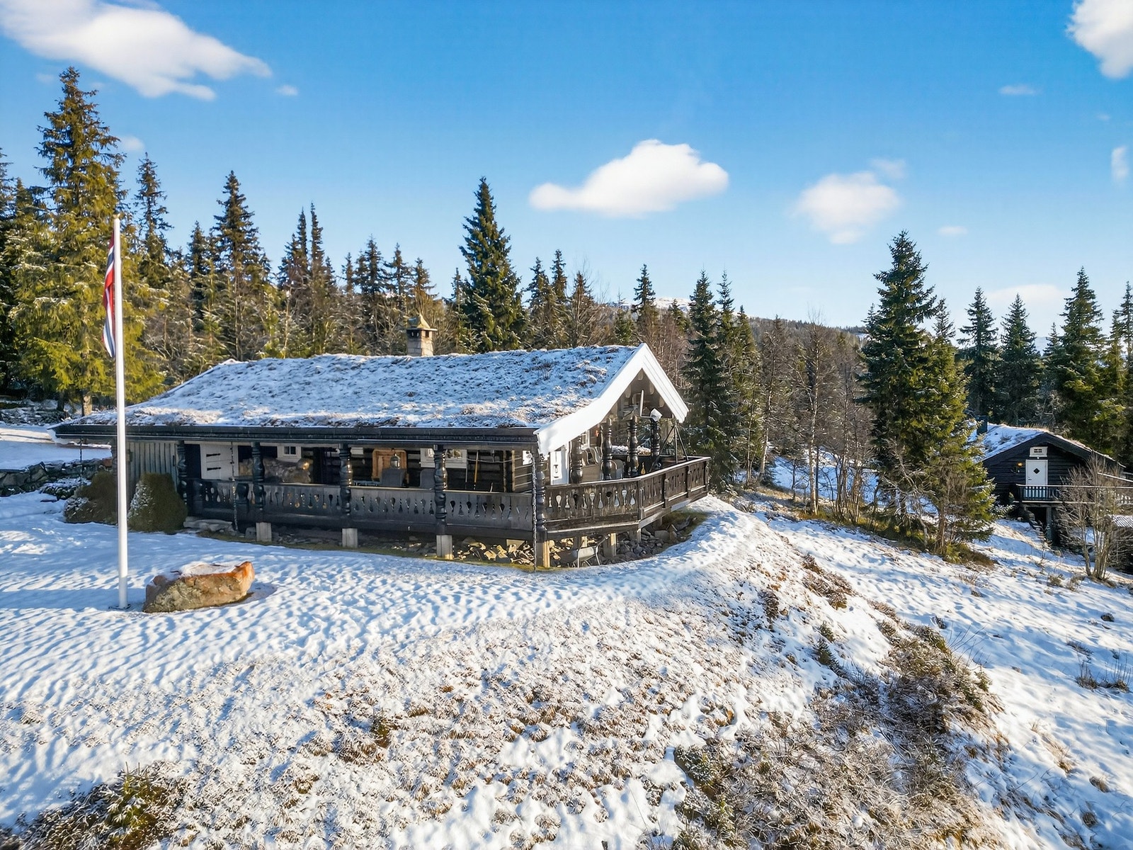 Man kan starte skituren fra hytte veggen, da skiløypa går ca.50 meter unna. Galleribilde