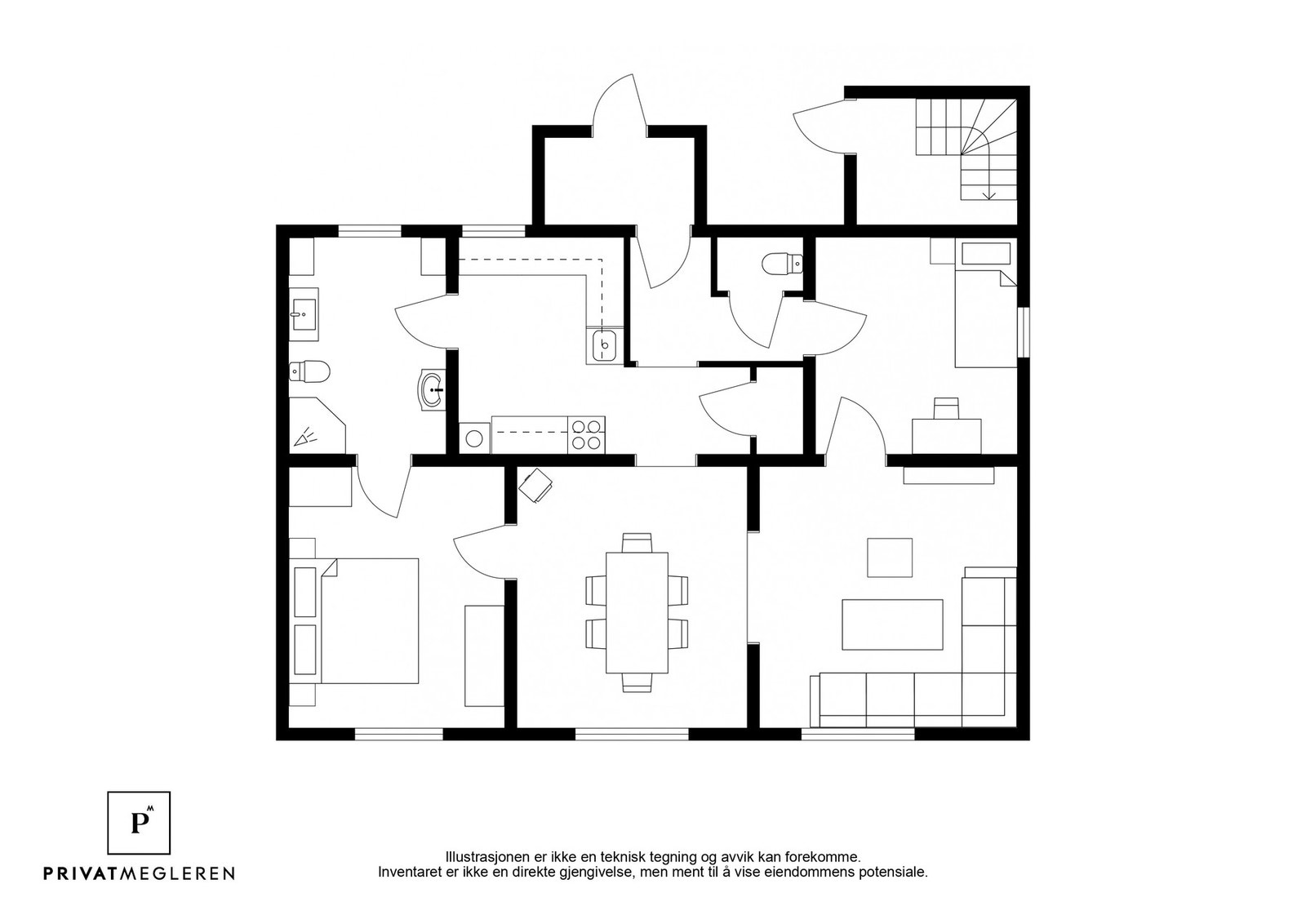 1. etasje i tomannsboligen. Galleribilde