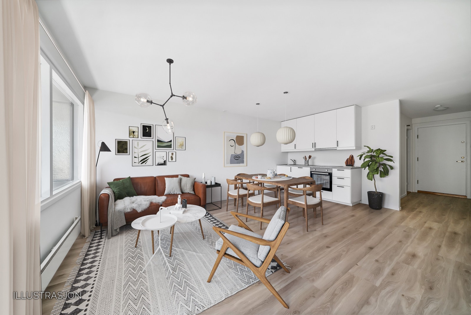 Bildene viser en tilsvarende leilighet. Annonsert leilighet er under oppussing nå under visningen, men blir ferdigstilt 19. februar med nytt kjøkken. Galleribilde